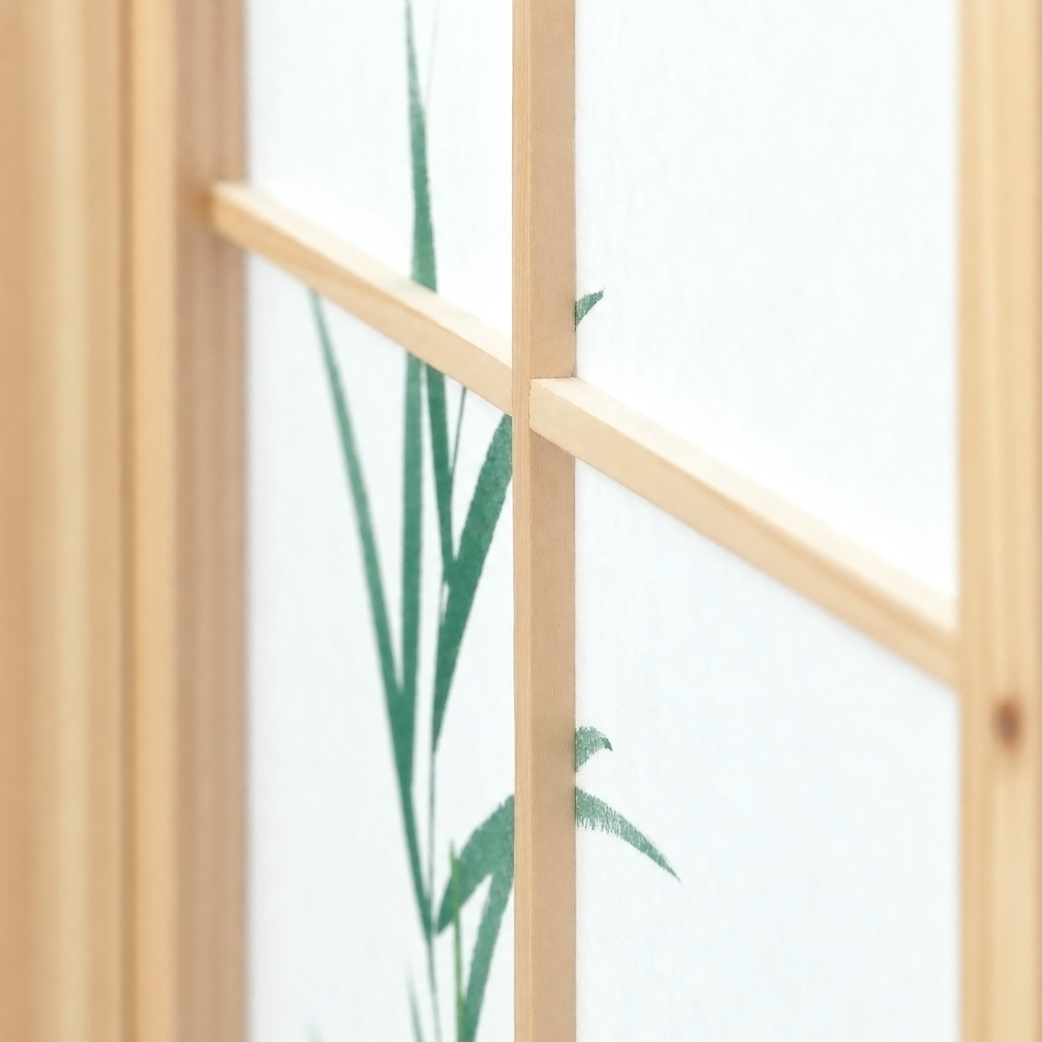 3-Panel Natural Screen – Shoji Room Divider with Bamboo Motif, Made of Wood and Rice Paper