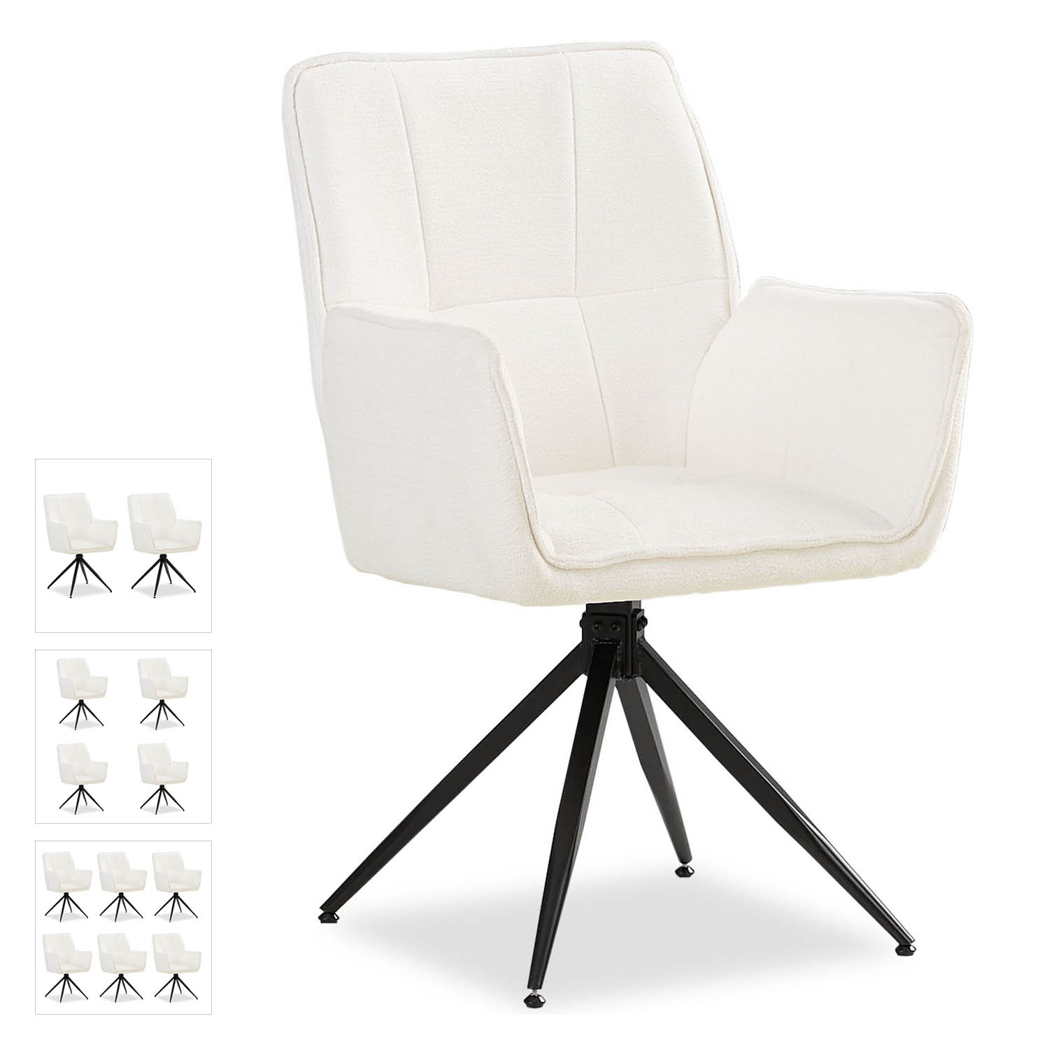 Dining Chair Set of 1, 2, 4 or 6 Modern Egg Chairs Chenille Yarn White Armchairs Dining Room Chairs Upholstered Chairs Eames Chairs