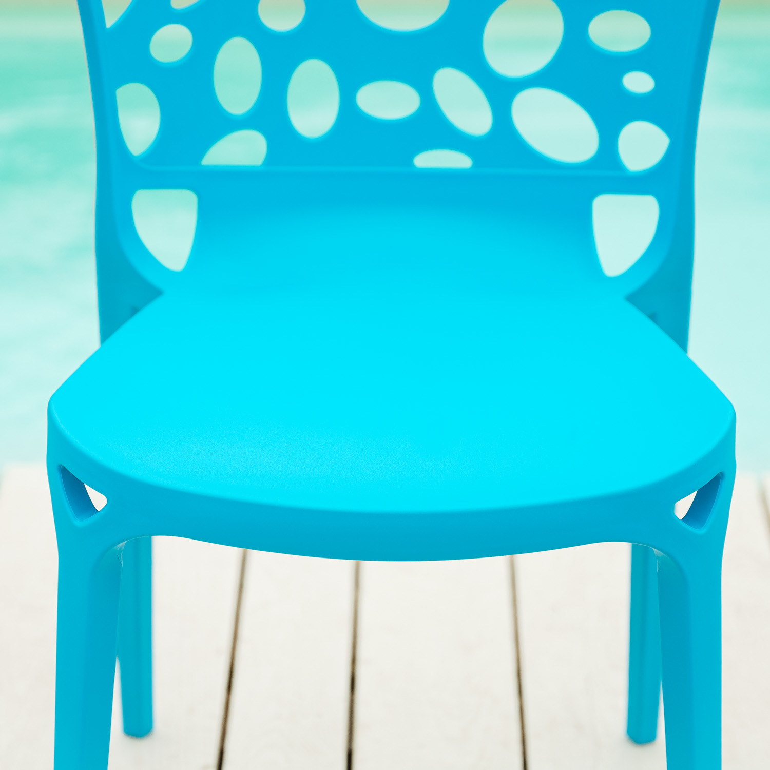 Gartenstuhl 4er Set Modern Blau Stühle Küchenstühle Kunststoff Stapelstühle Balkonstuhl Outdoor-Stuhl