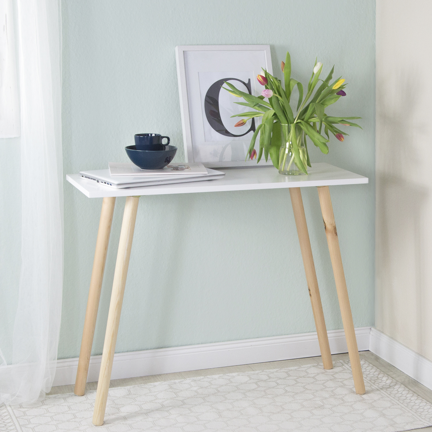 Console Table White Console Writing Desk Wall Console
