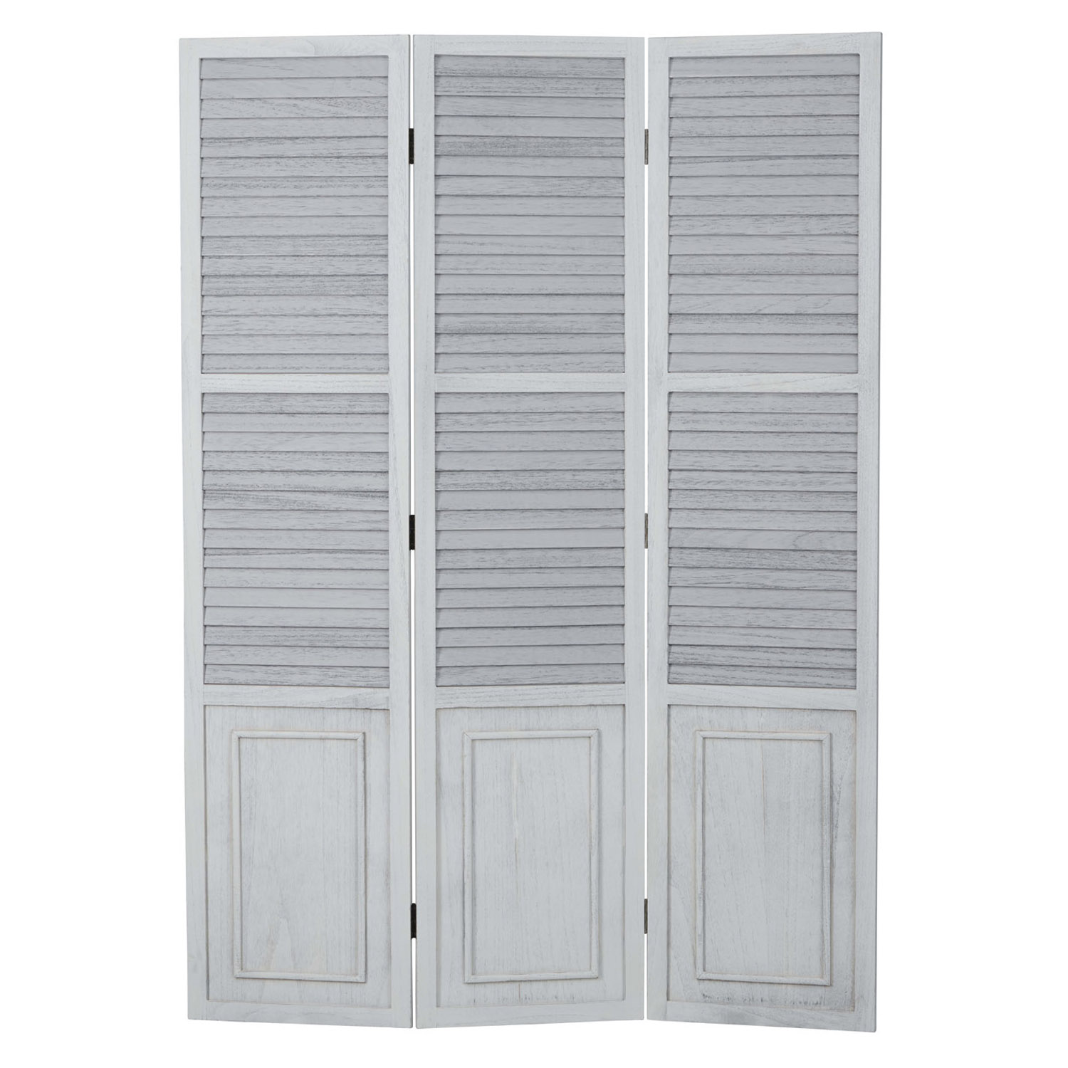Paravent Gray Wooden Slats | 3-panel | Wood | Room Divider Partition Privacy Screen