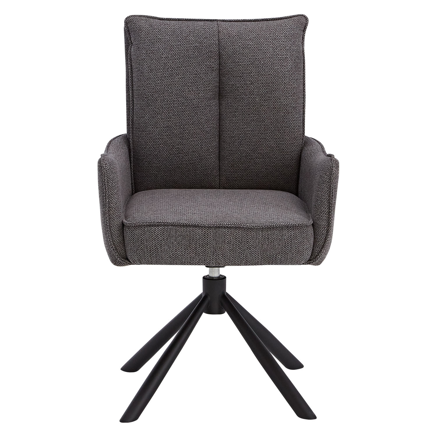 Dining set | 4-piece set upholstered chairs anthracite with armrest | swivel | dining table brown metal frame oval 200 cm