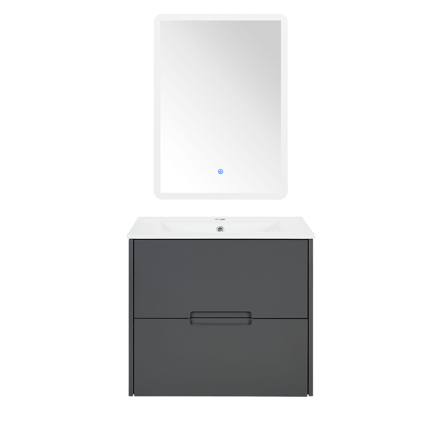 Bathroom cabinet 60 cm Wood Grey Storage Vanity unit Bathroom furniture Sink unit Washroom wall cabinet Bathroom mirror
