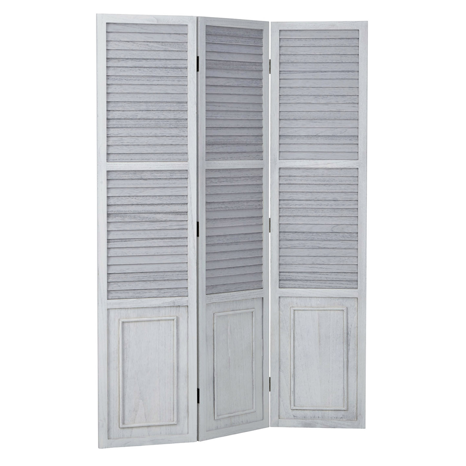 Paravent Gray Wooden Slats | 3-panel | Wood | Room Divider Partition Privacy Screen