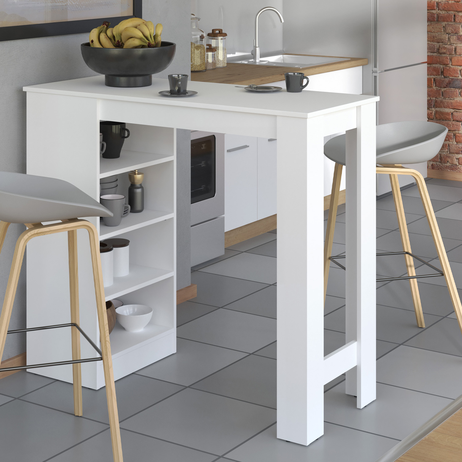 Bar table 120x50 cm White Bartop table Wood Kitchen Table Breakfast bar table High table Pub table Dining table