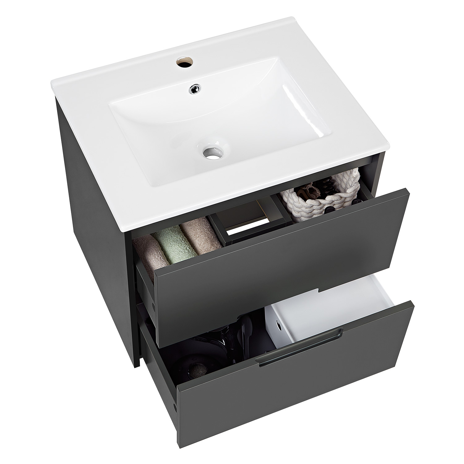 Bathroom cabinet 60 cm Wood Grey Storage Vanity unit Bathroom furniture Sink unit Washroom wall cabinet