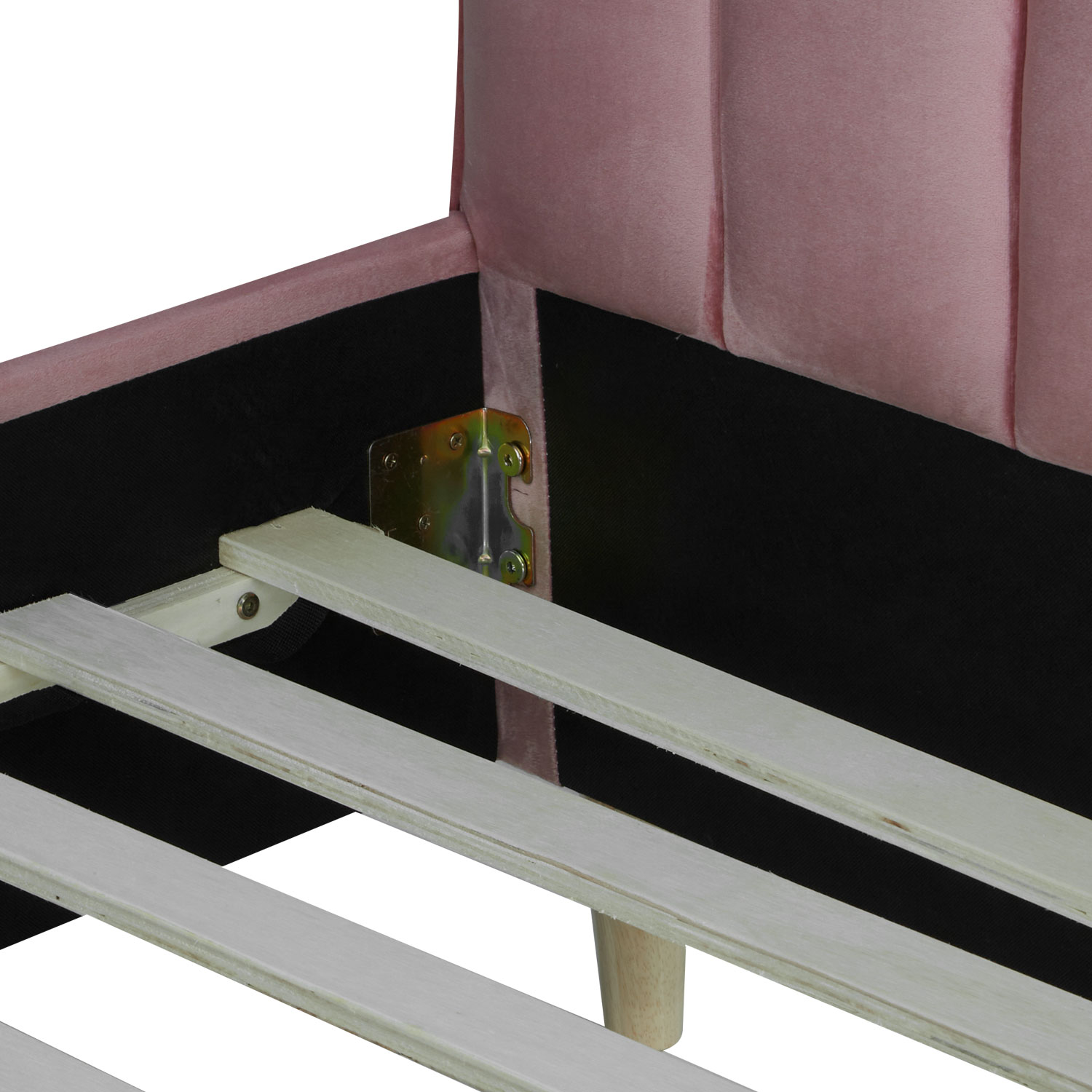 Polsterbett Samt Pink Grau 140 x 200 cm mit Lattenrost Doppelbett Stoffbett Bettgestell 