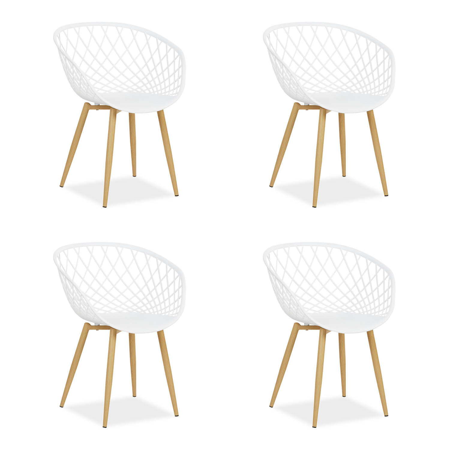 Set of 4 Garden chair with armrests Camping chairs White Garden armchairs Outdoor chairs Plastic Egg chair Indoor chairs Kitchen chairs