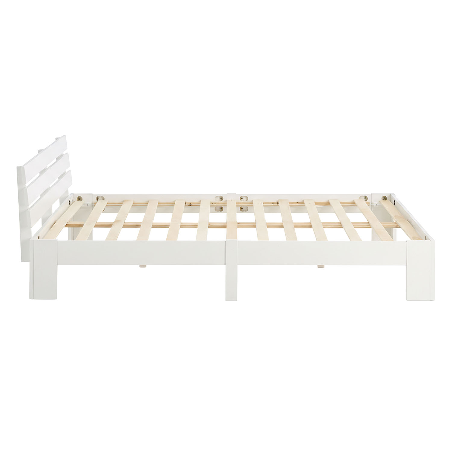 Wood Bed 120x200 cm White | Double Bed | with Slatted Frame | Solid | Kids Youth Guest Bedroom