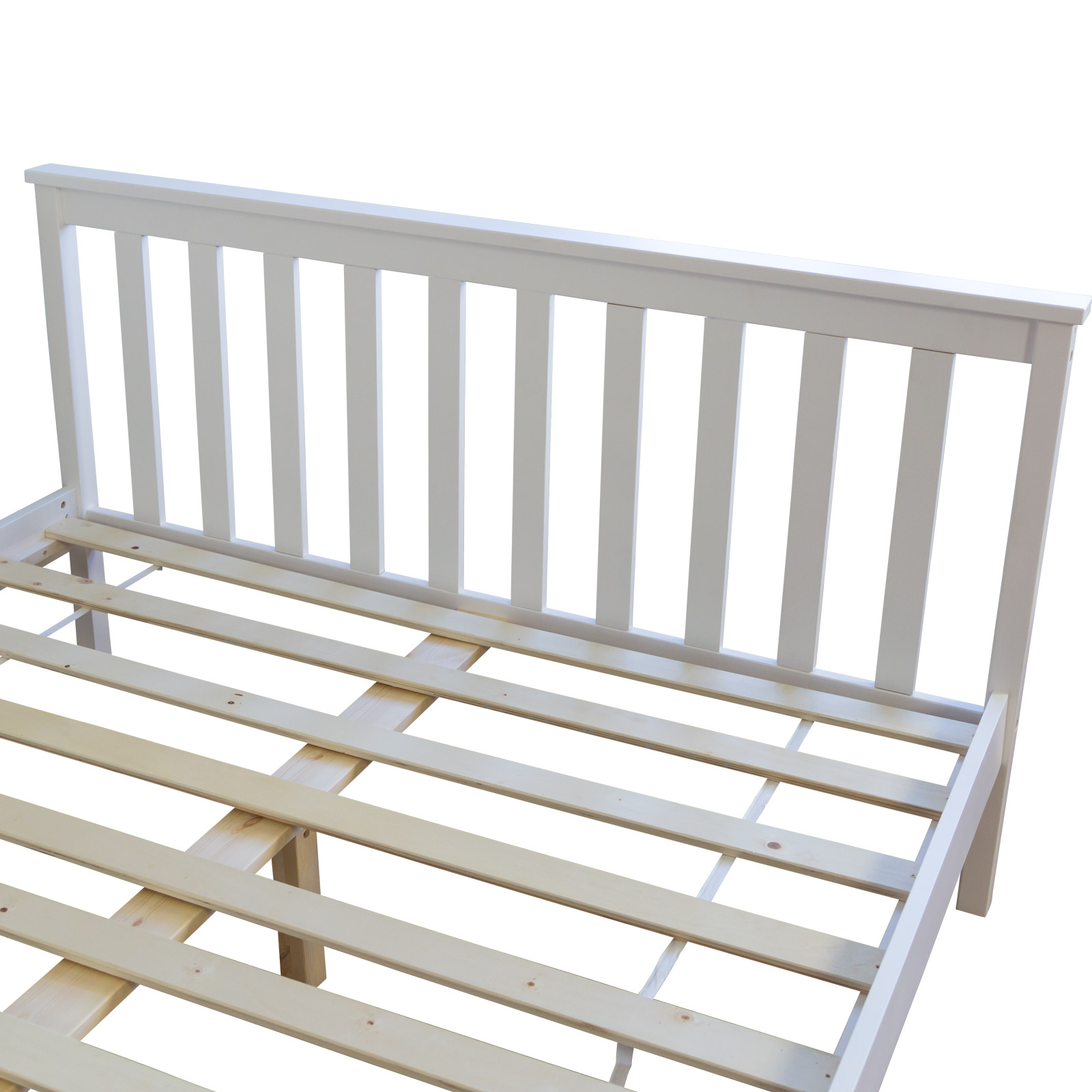 Wood Bed 140x200 cm White | Double Bed | with Slatted Frame | Solid | Kids Youth Guest Bedroom