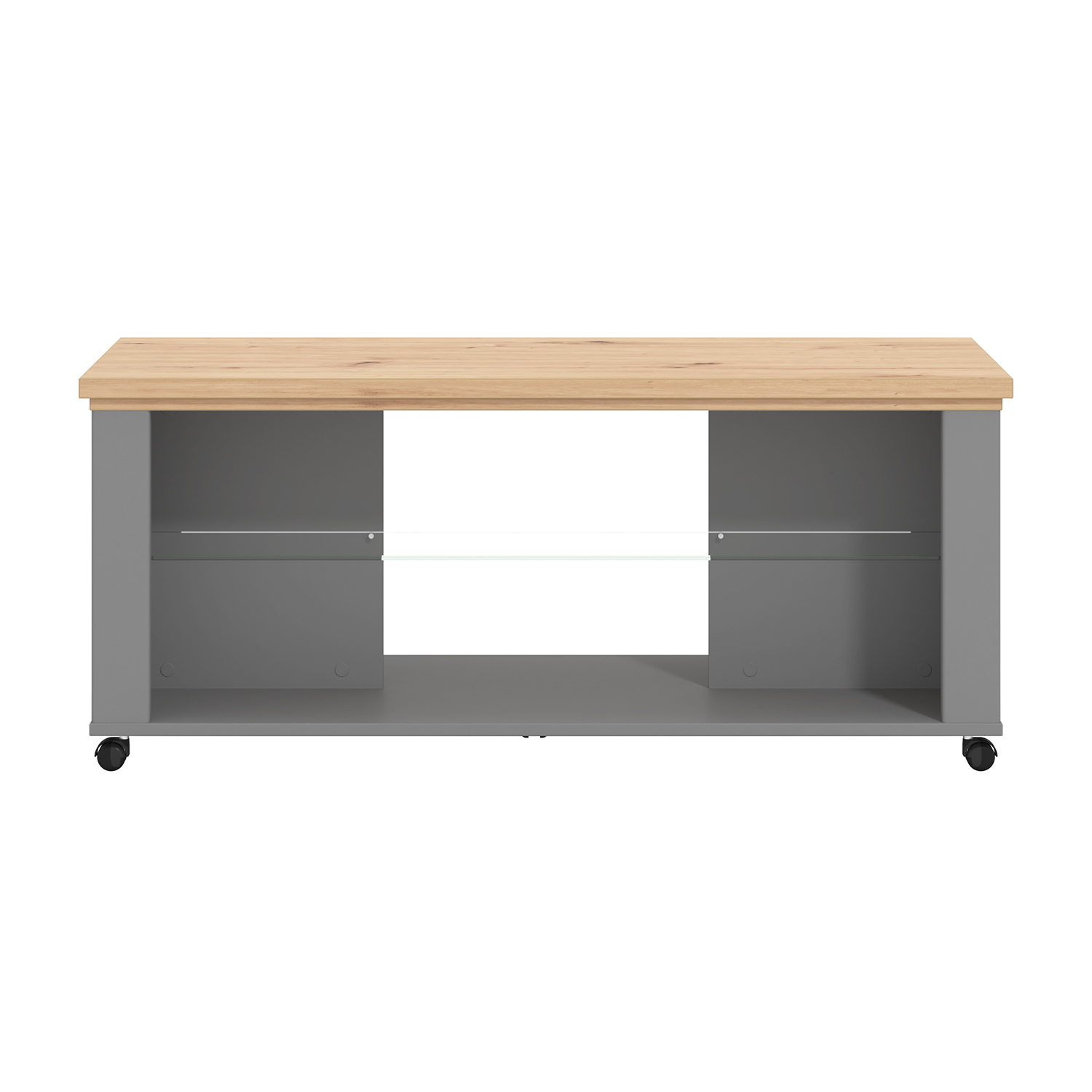 Coffee Table Living Room Table with Castors Wooden Table Oak Grey Storage
