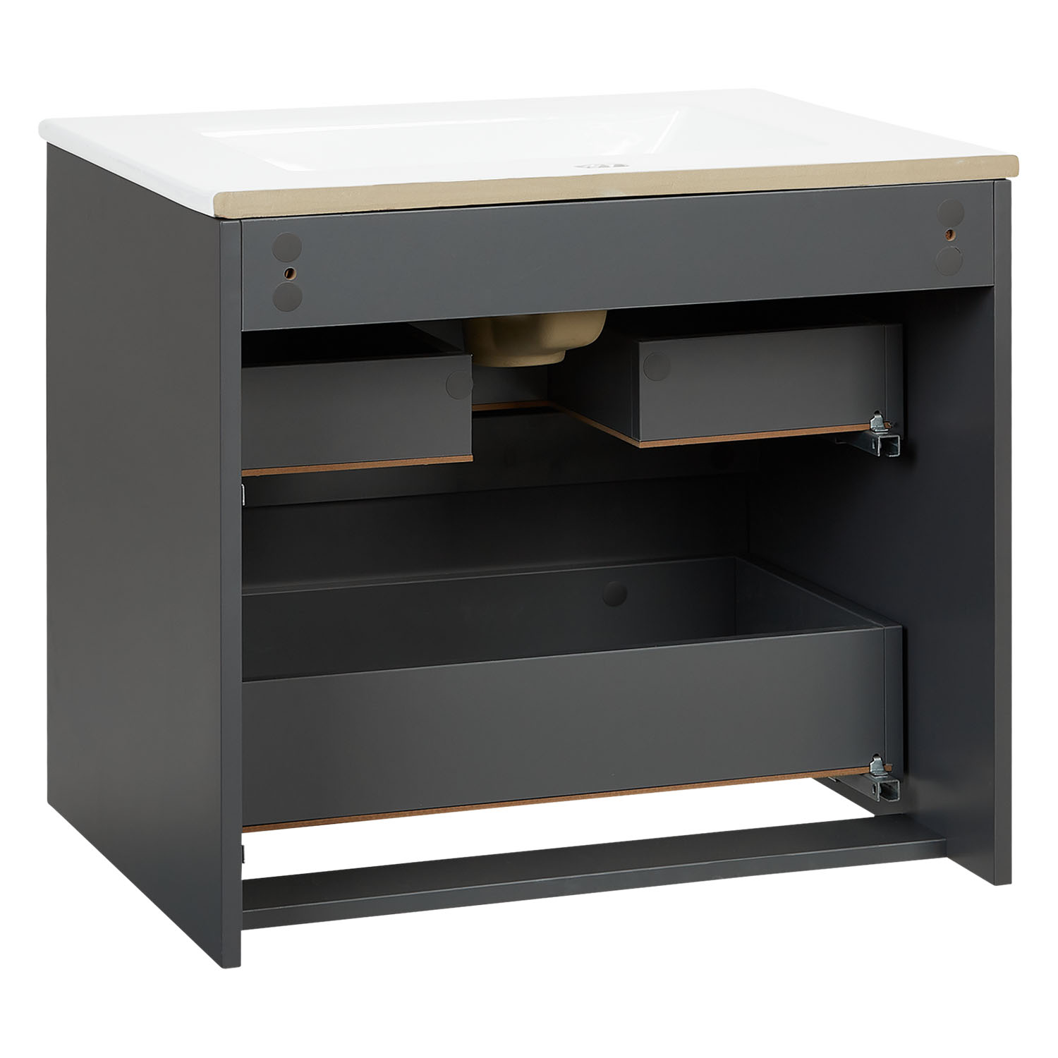 Bathroom cabinet 60 cm Wood Grey Storage Vanity unit Bathroom furniture Sink unit Washroom wall cabinet