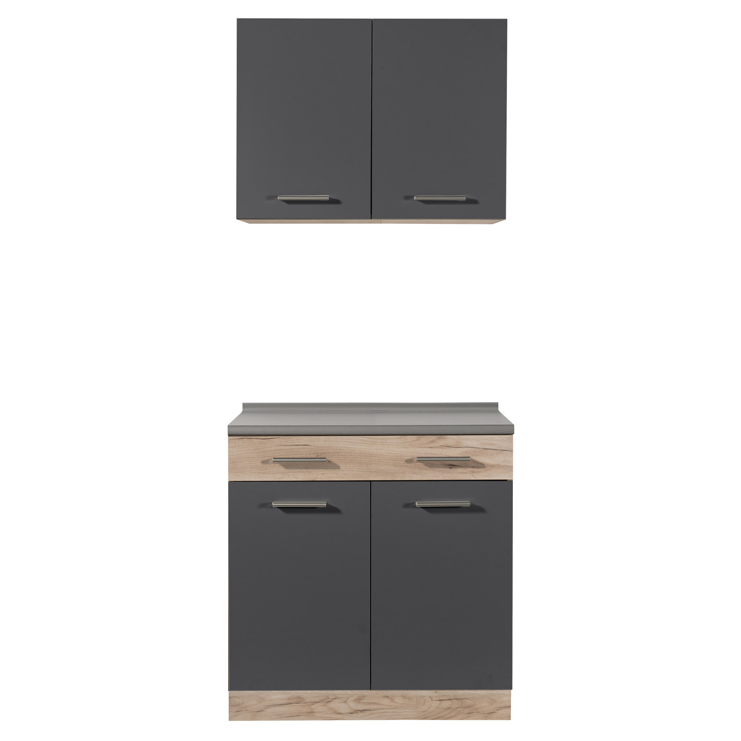 Kitchen Unit without Appliances 80 cm Gray | Oak | Single Kitchen | Mini Kitchen | Kitchen Element | Basic