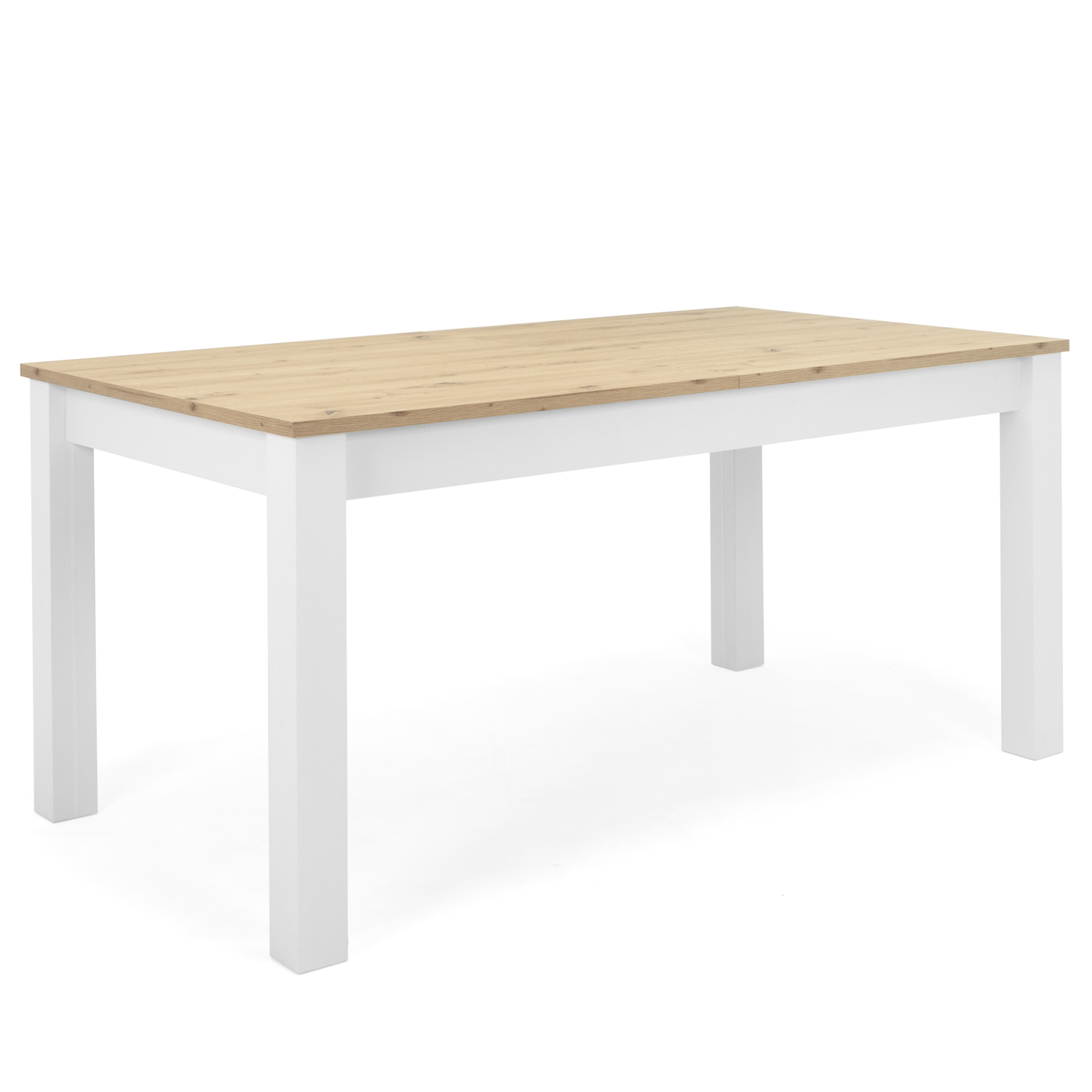 White/oak dining set, 160–215 cm extendable, with 4 upholstered chairs in anthracite