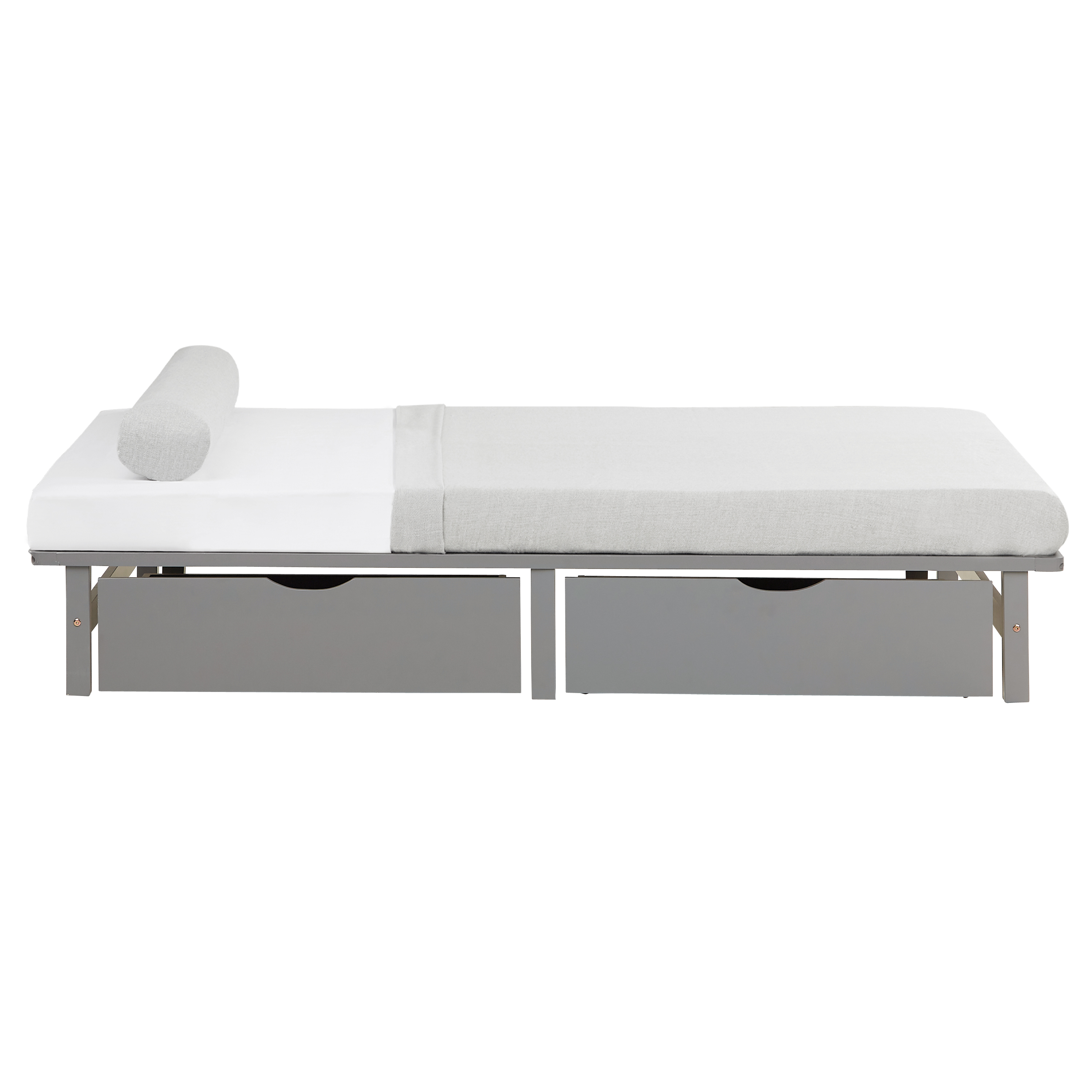 Pallet Bed 140x200 cm Grey | Double Bed with Storage Drawers | with Mattress | Wood | Kids Youth Guest Bedroom