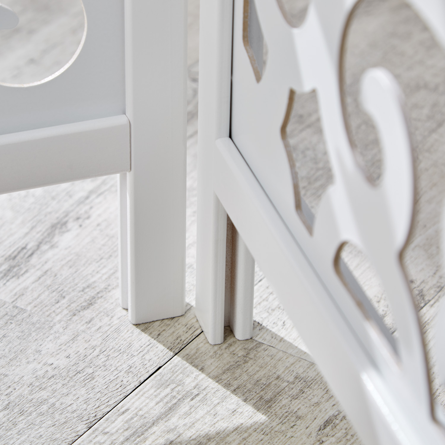 Paravent White with decoration | 4-panel | Wood | Room Divider Partition Privacy Screen Paravent White with decoration | 4-panel | Wood | Room Divider Partition Privacy Screen