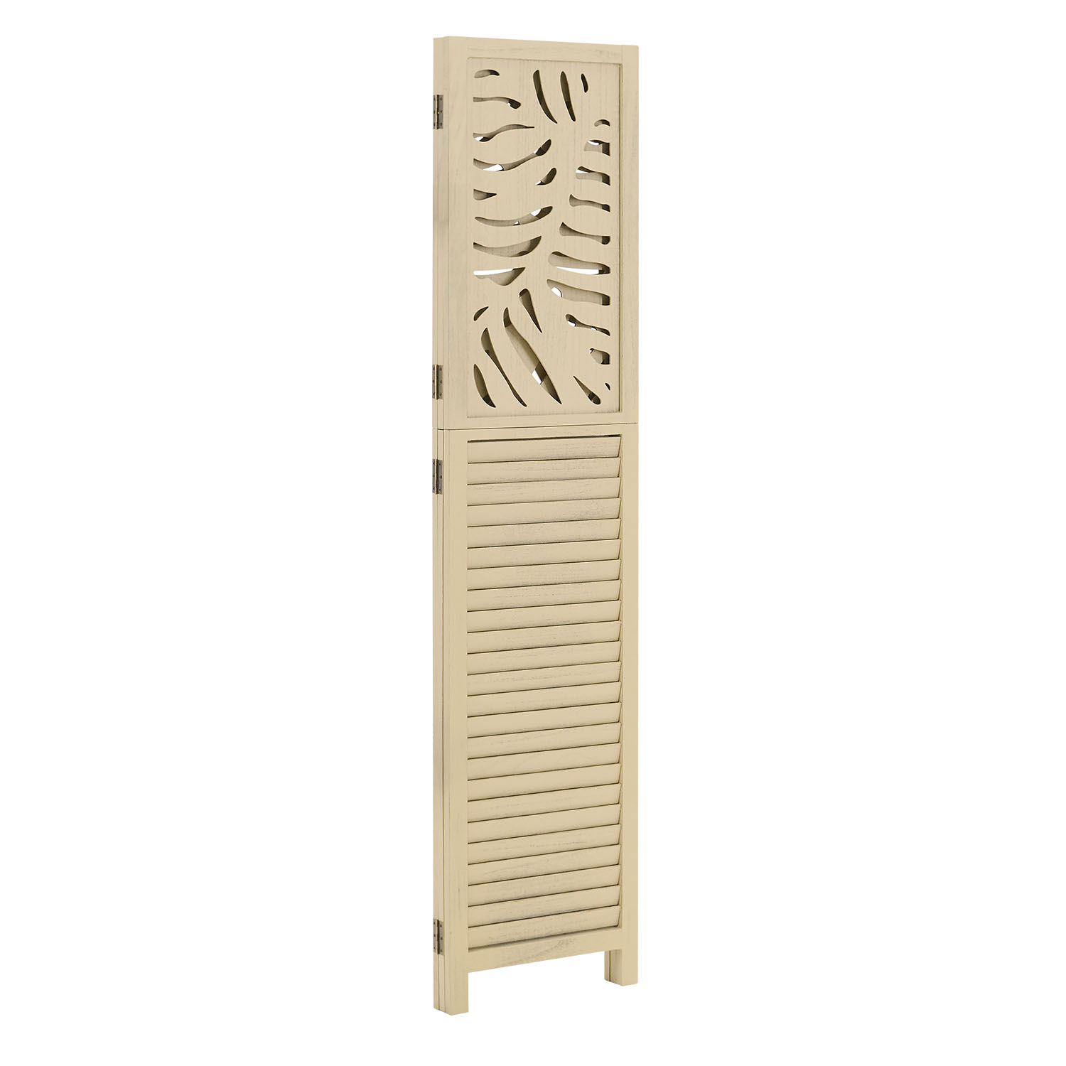 3-Panel "Natur" Folding Screen – Wooden Room Divider with Rattan Look & Pattern