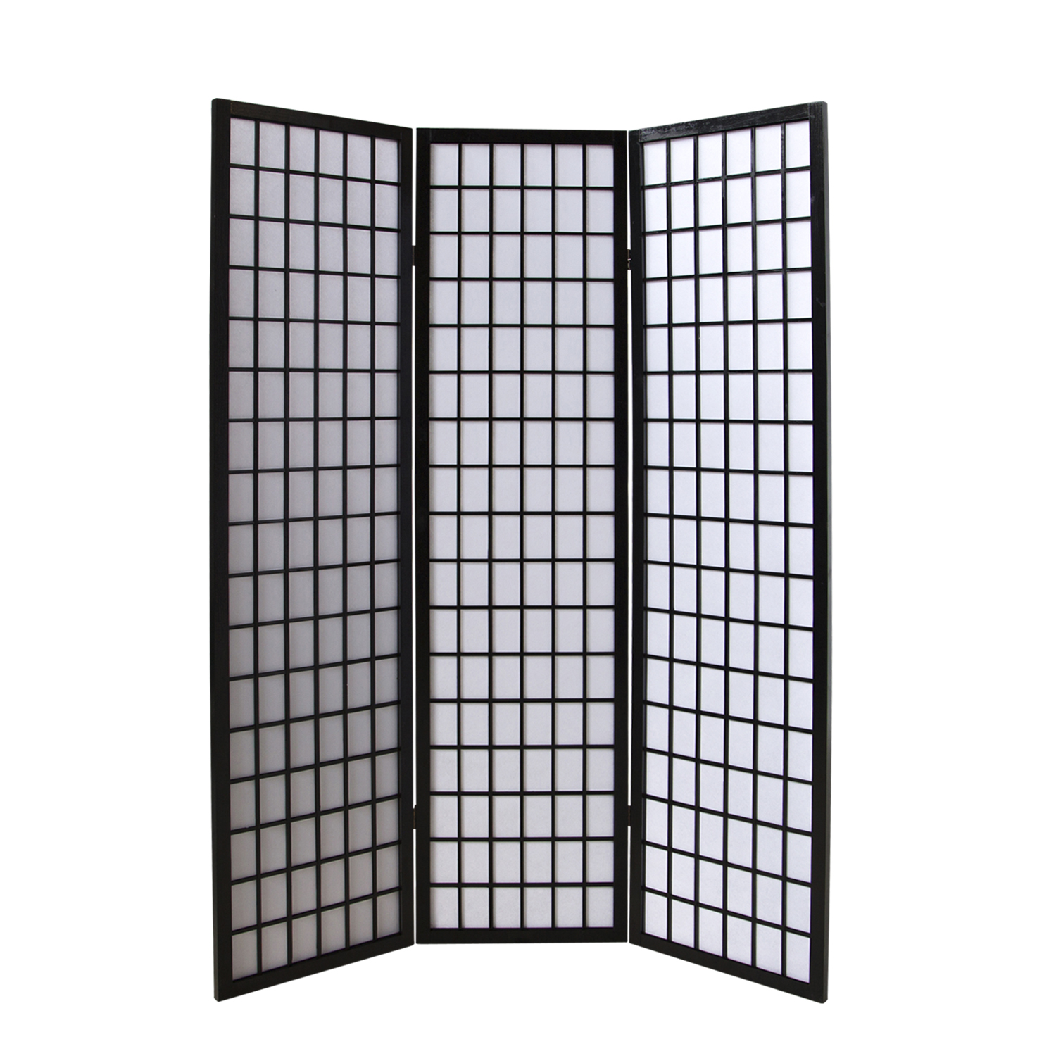 Black 3-panel folding screen – Shoji room divider made of wood with rice paper