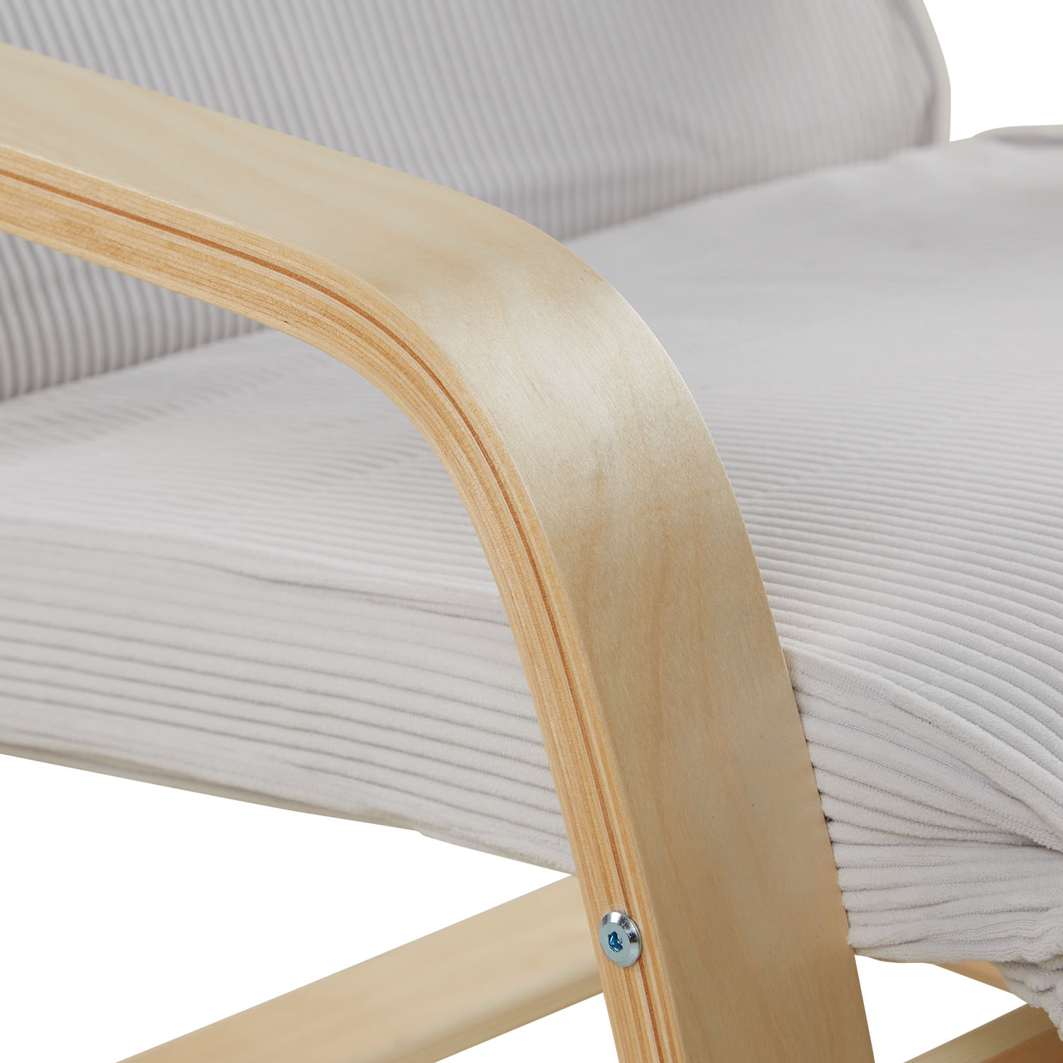 Relaxsessel Corduroy Grey | with Footrest | Natural Wood | Glider Rocking Chair Nursing Chair Recliner