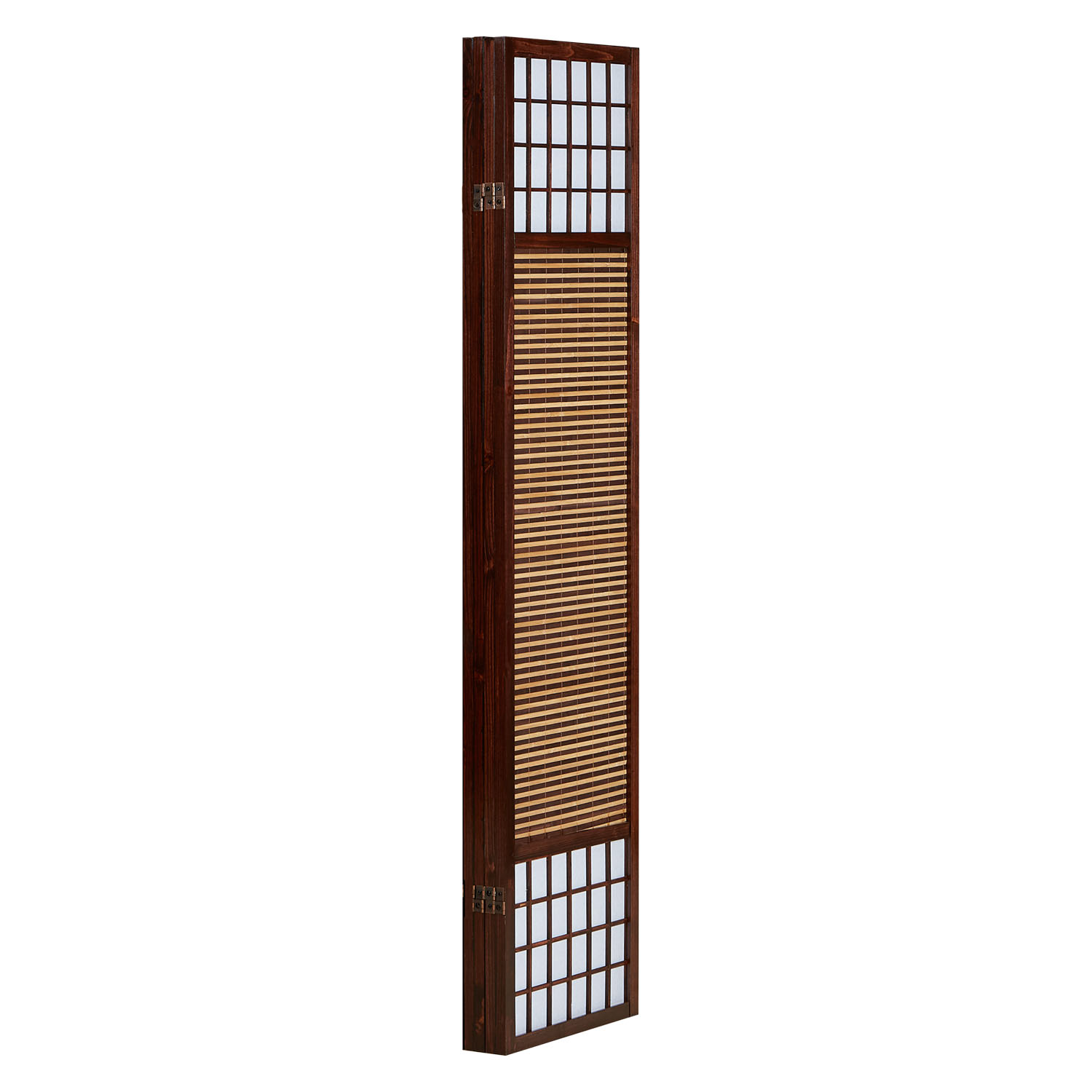Paravent Brown Bamboo Shoji Rice Paper White | 4-panel | Wood | Room Divider Partition Privacy Screen