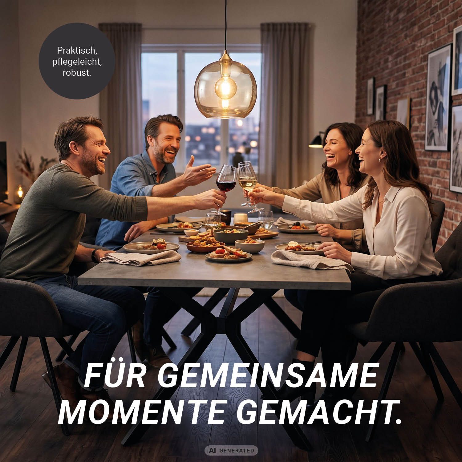 Modern Dining Table Kitchen Table 180x90 cm Anthracite Black Table 8 Seater Industrial Look