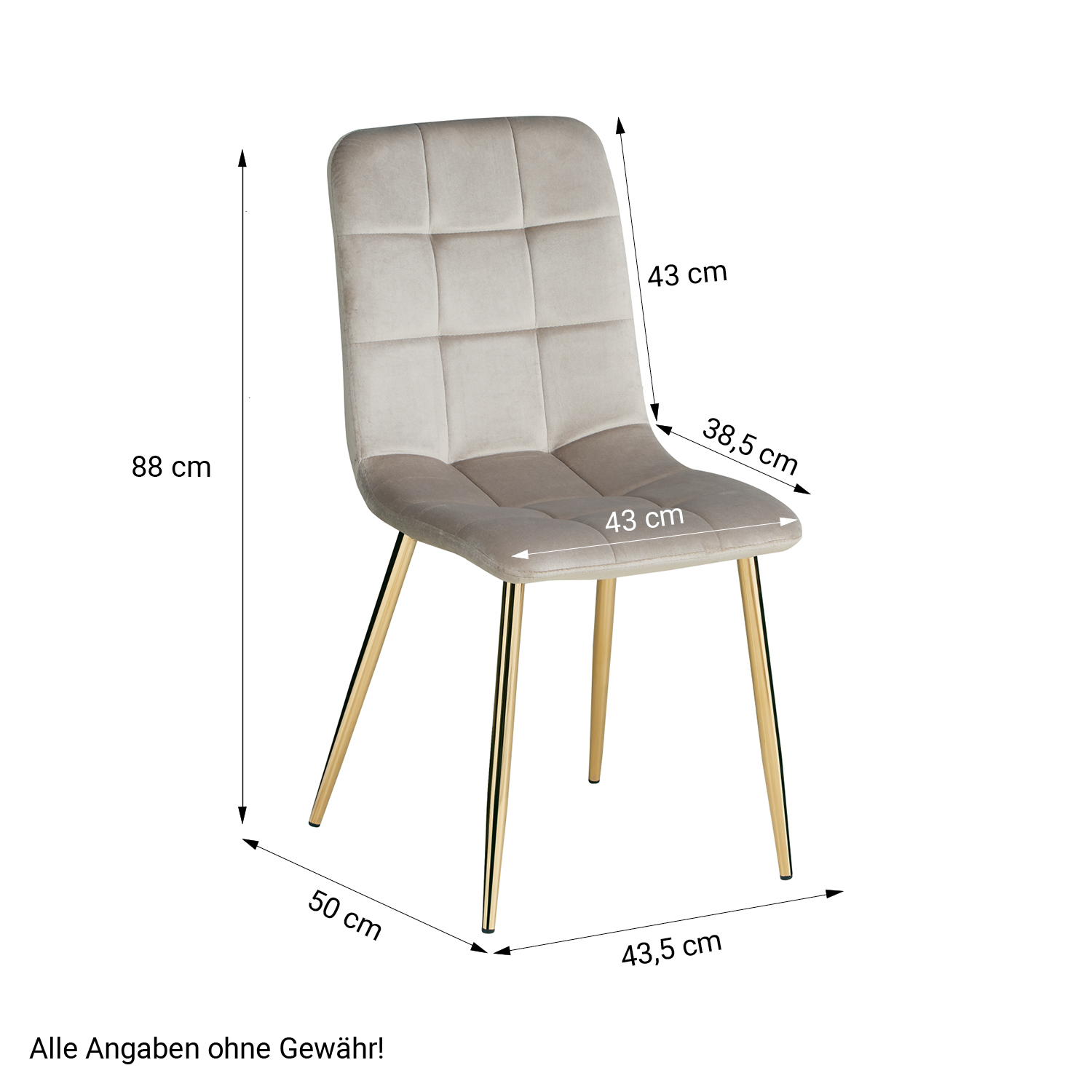 Dining set | 2-piece set upholstered chairs cream velvet without armrest | dining table white 90 x 60 cm
