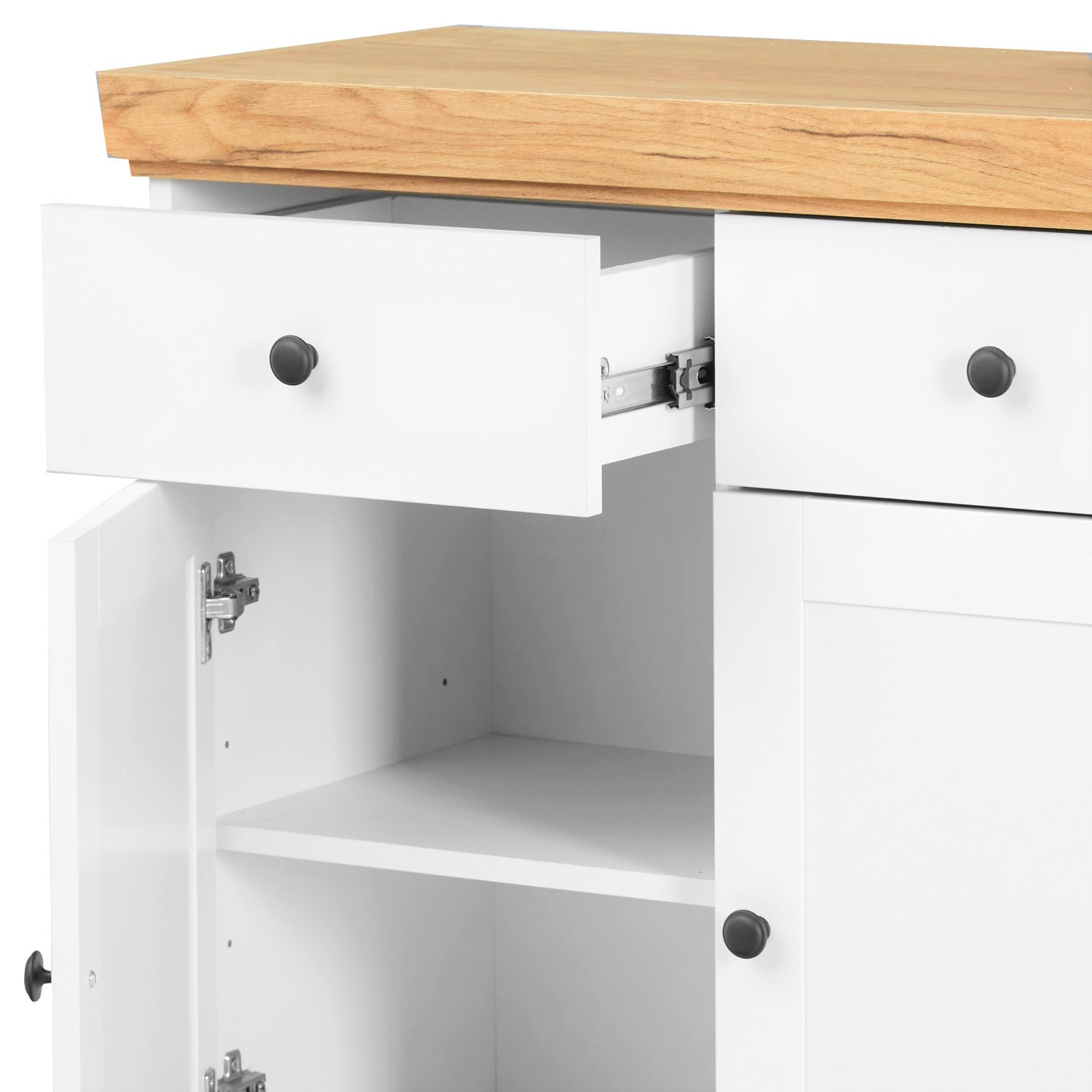 Chest of Drawers Sideboard Oak Matt White Wood Solid Cupboard Highboard