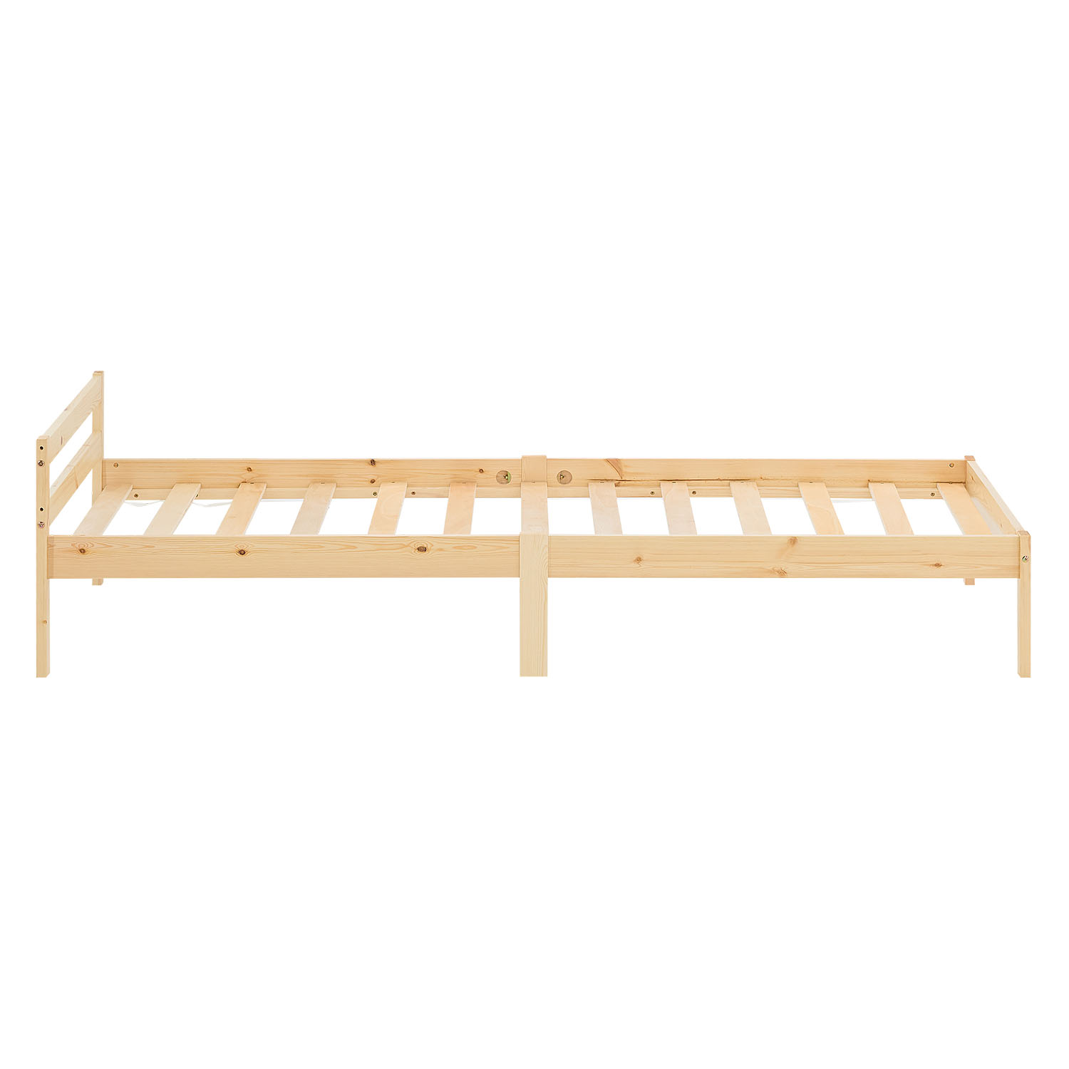 Wooden Bed 90x200 cm Natural – Solid Wood Single Bed with Slatted Base for Teenagers' Rooms, Guest Rooms, and Bedrooms