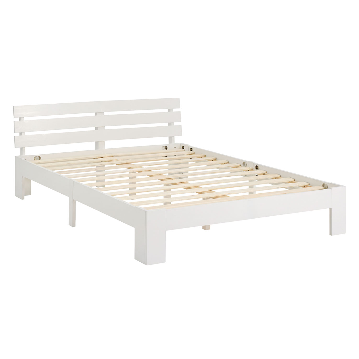 Wooden Bed 120x200 cm White | Double Bed | With Slatted Base | Solid Wood | Children's, Teen's, or Guest Bedroom
