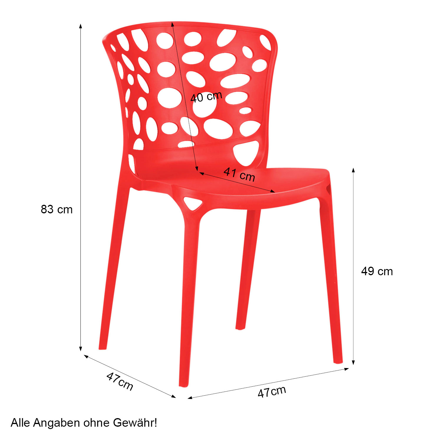 Garden chair Set of 2 Modern Red Camping chairs Outdoor chairs Plastic Stacking chairs Kitchen chairs