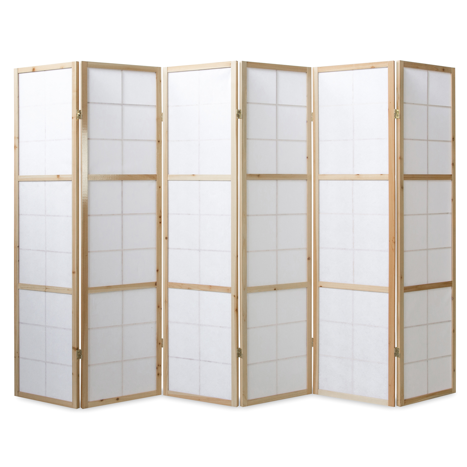 Paravent Natural Shoji Rice Paper White | 6-panel | Wood | Room Divider Partition Privacy Screen
