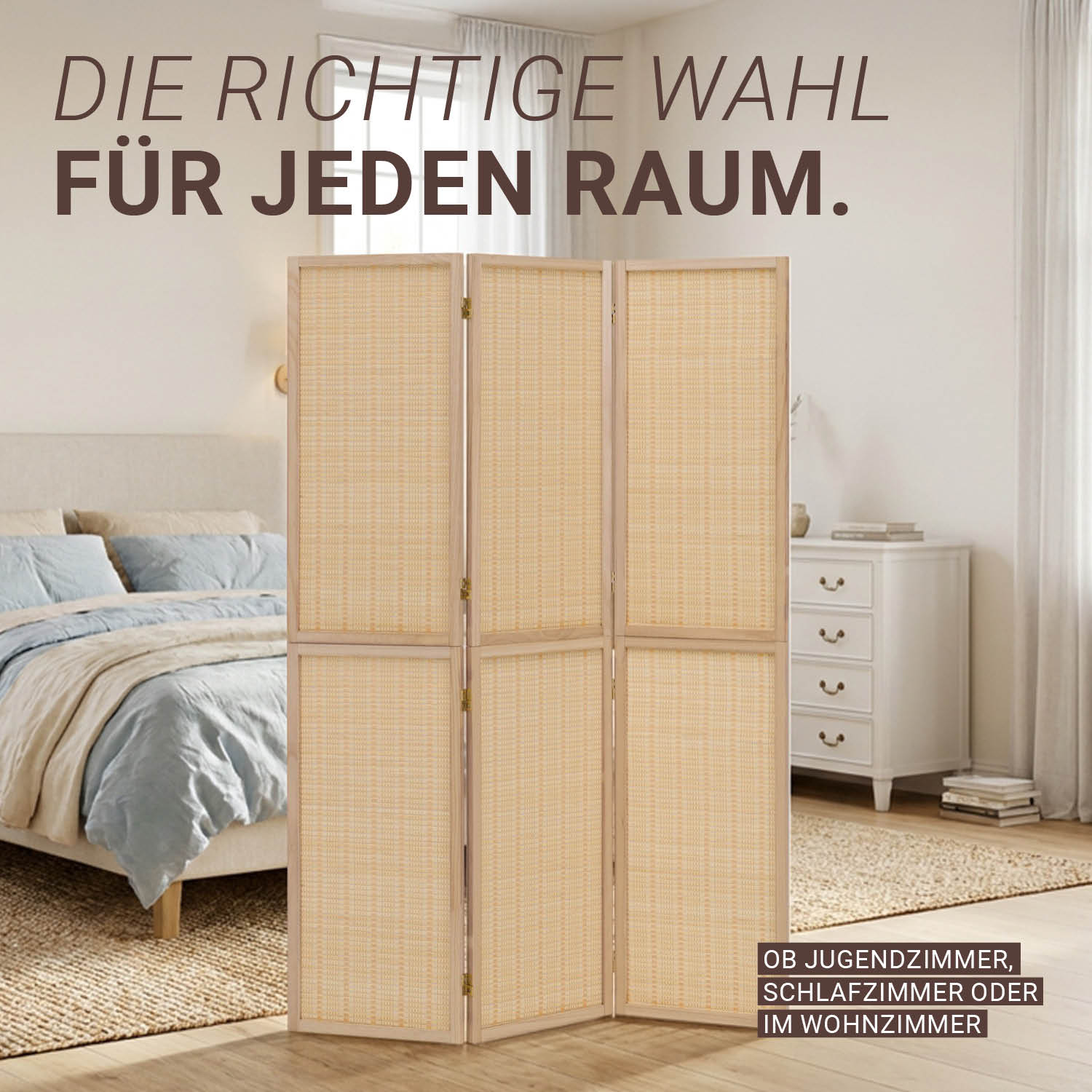 Paravent Natural Bamboo Slats | 3-panel | Wood | Room Divider Partition Privacy Screen