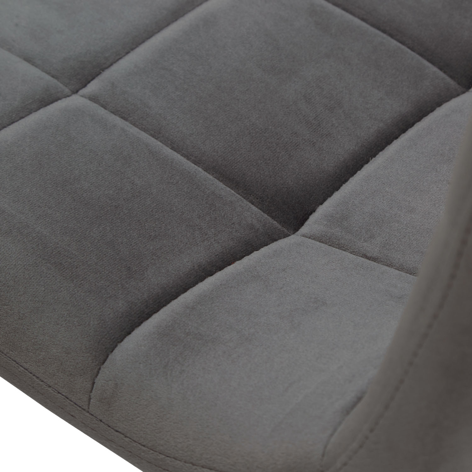 Upholstered Chair, Gray Velvet – Dining Chair without Armrests, with Quilted Backrest
