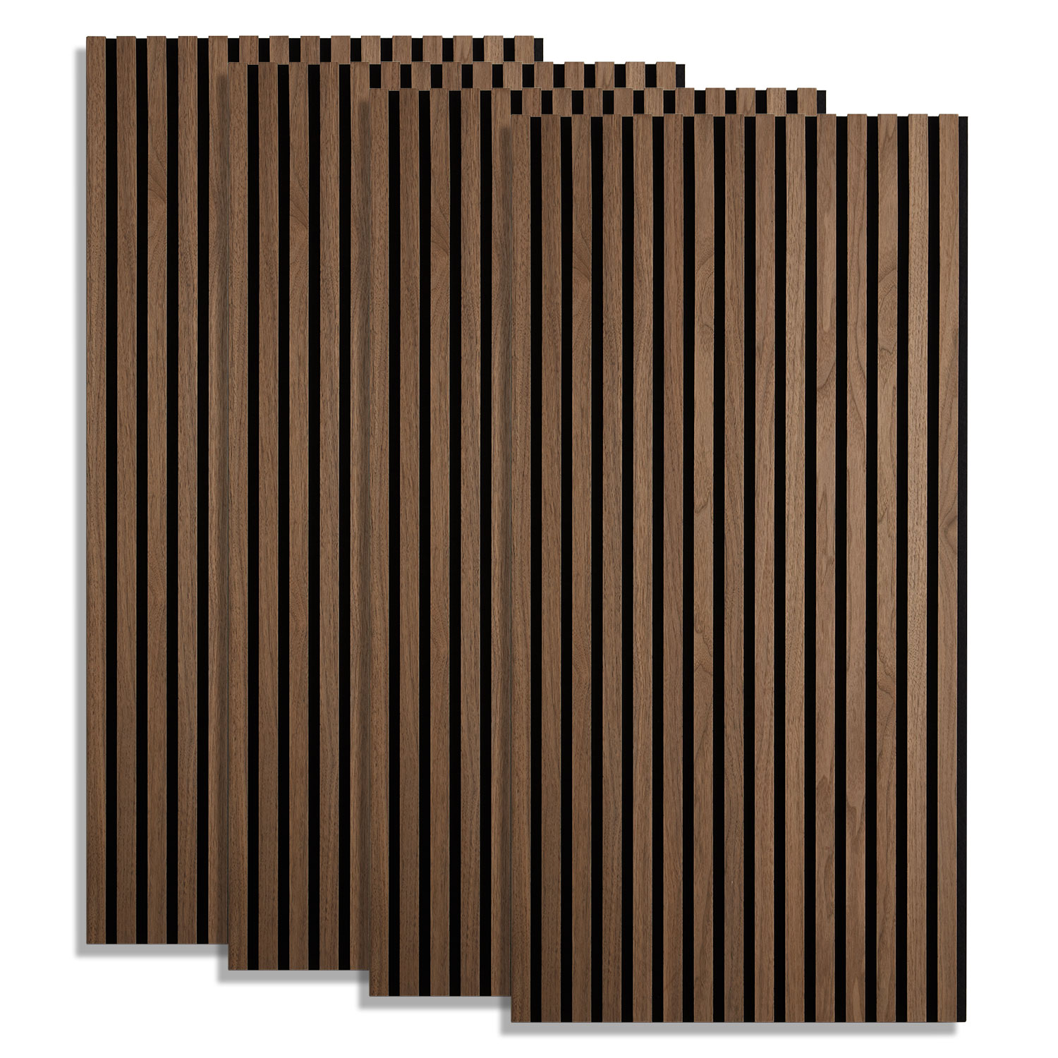 Akustikpaneele Wandpaneele 60 x 120 cm Braun Walnuss | Holz | 4er-Set | 3D Leisten