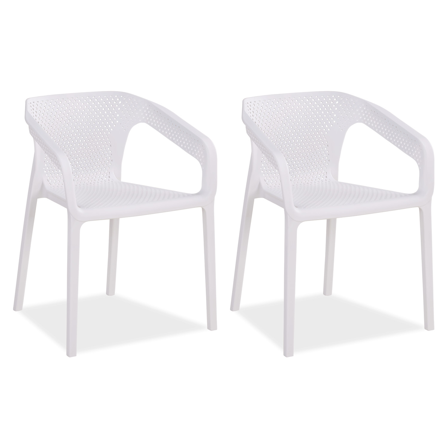 Gartenstuhl mit Armlehnen 2er Set Gartensessel Weiß Stühle Kunststoff Stapelstühle Balkonstuhl Outdoor-Stuhl