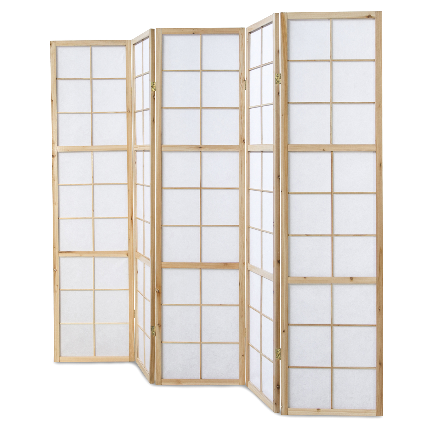 Paravent Natural Shoji Rice Paper White | 5-panel | Wood | Room Divider Partition Privacy Screen