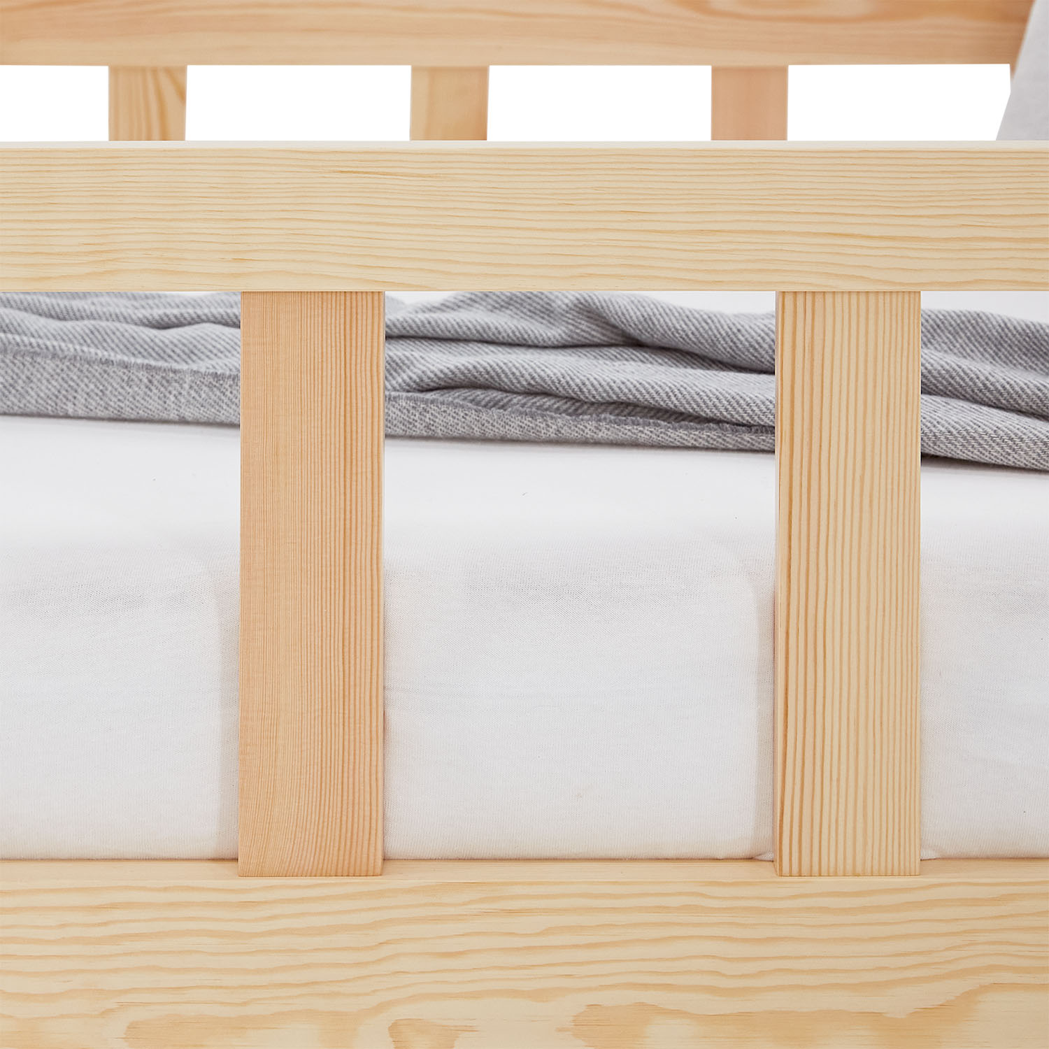 Toddler Floorbed 90x200 or 120x200 cm Montessori Bed with Barriers White Natural Wooden Infant Floor Bed Children's Bed Massif Kids Bed Single Bed Mattress