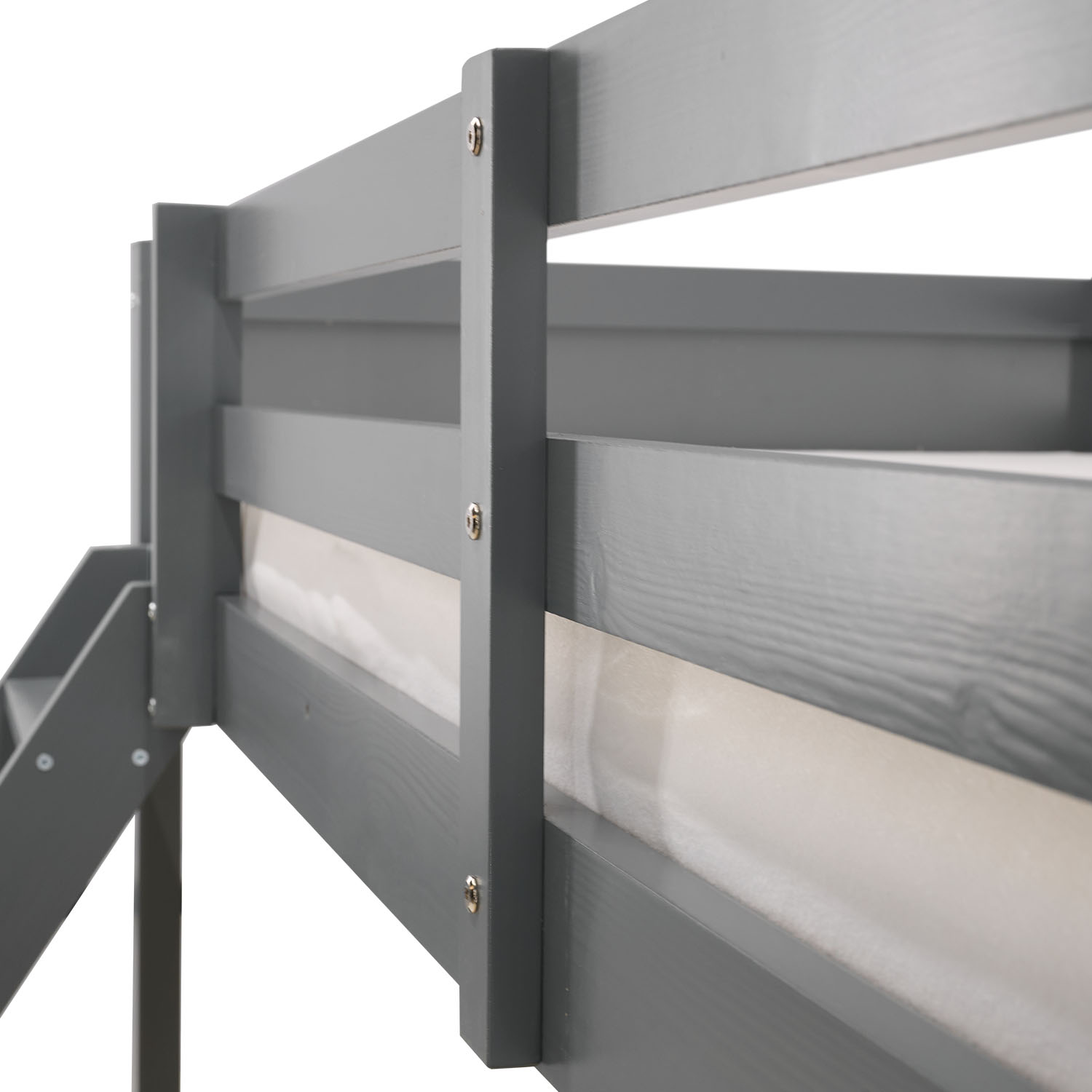 Bunk Bed with 2 Mattresses 90x200 and 140x200 cm Kids Bed Grey Wood Cabin Bed High Sleeper Bed Loft Bed Childrens Bed Twin Bed