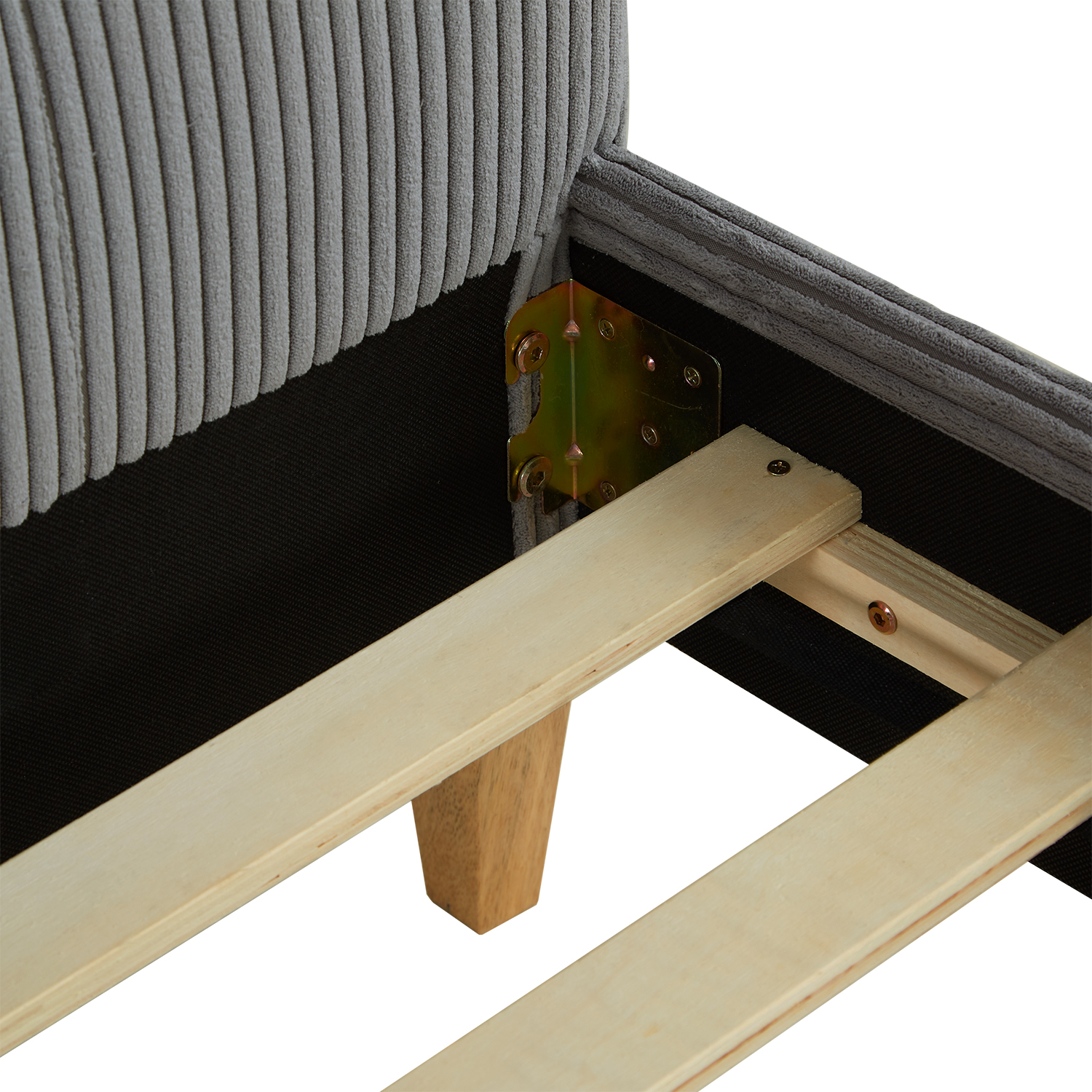 Upholstered bed 140x200 cm grey cord | with slatted frame | double fabric bed frame