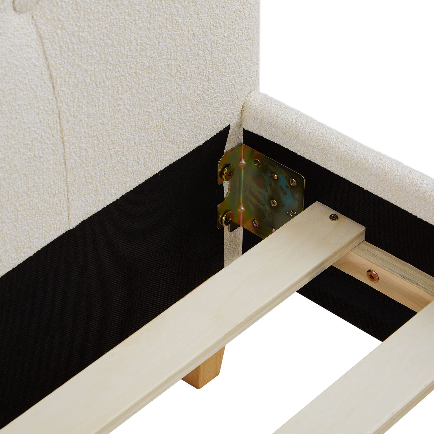 Upholstered bed 140x200 cm nature Bouclé | with slatted frame | double fabric bed frame