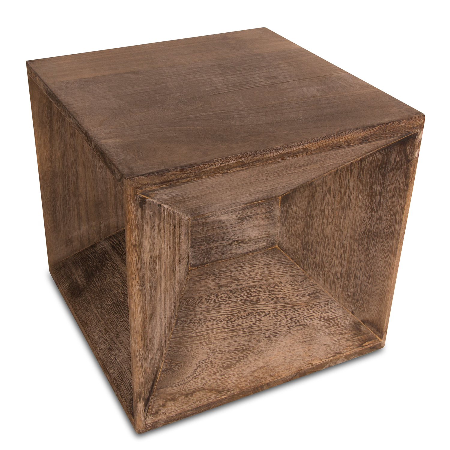 table d'appoint bois cube table de nuit marron