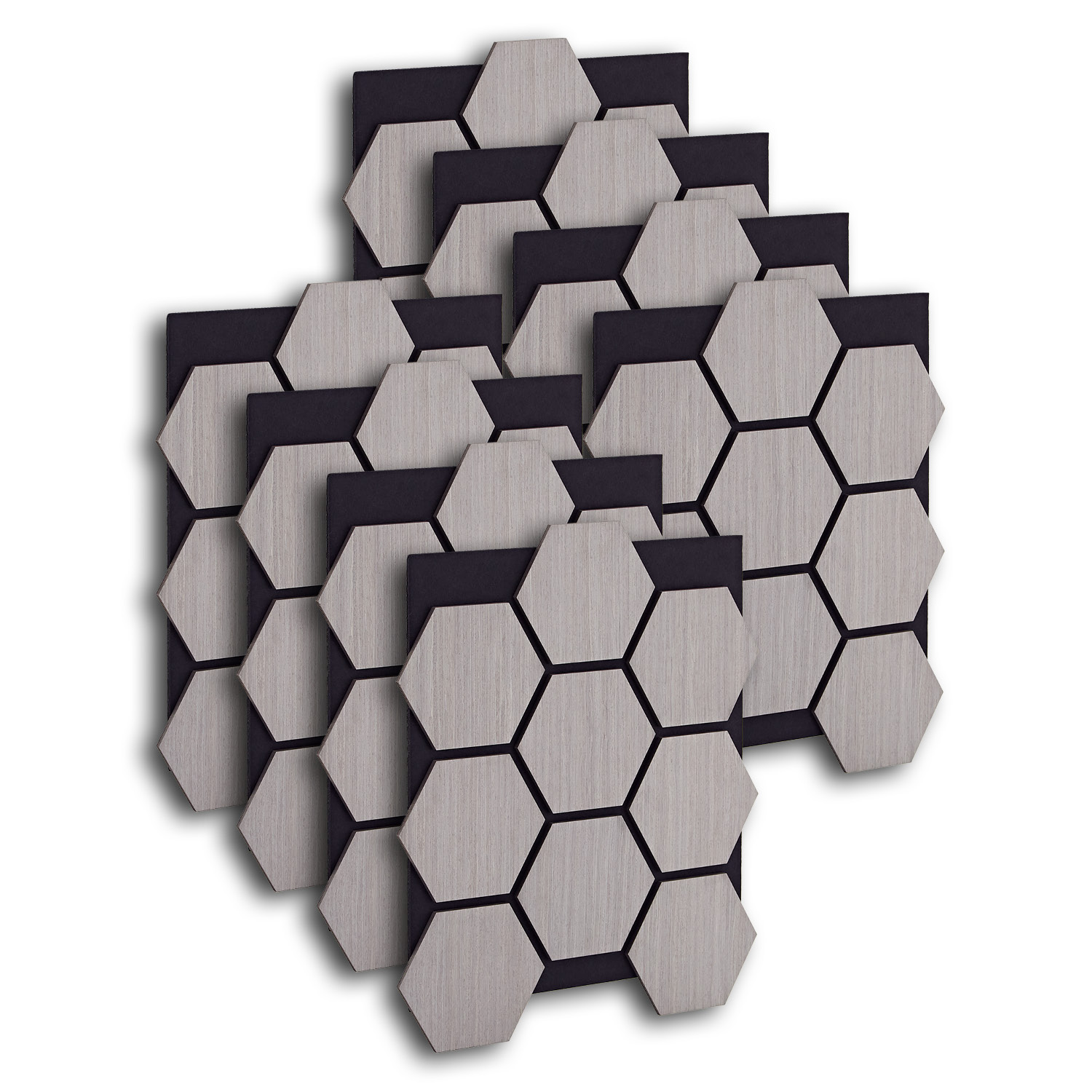 Acoustic Panels Wall Panels Hexagon Honeycomb 76 x 62 cm Gray | Wood | 8-piece Set | 3D