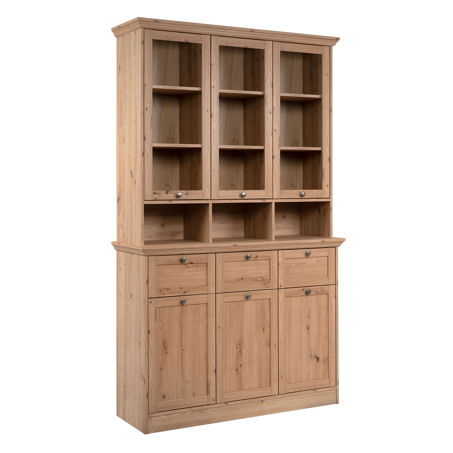 Buffet Cabinet Wood Oak Sideboard Cupboard Kitchen Storage with Glass Doors