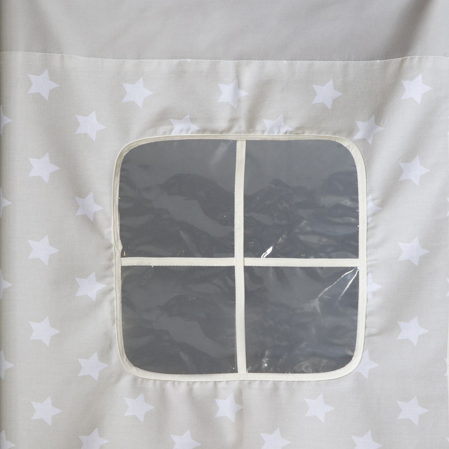 Childrenbed Slide Solid Pine Curtain grey stars 90x200
