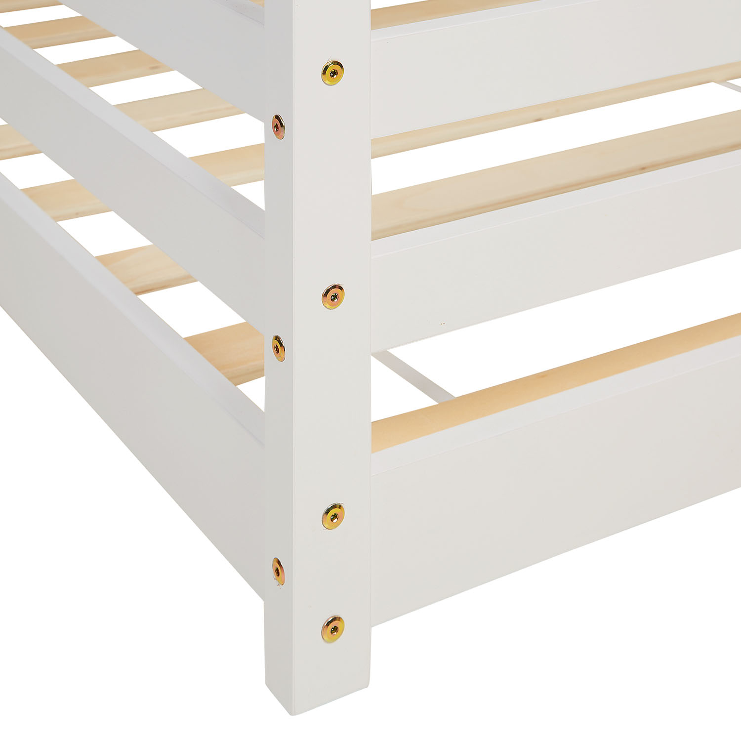 Children's Bed 90x200 cm White | House Bed with Fall Protection | Montessori | Single Bed | with Slatted Frame | Wood