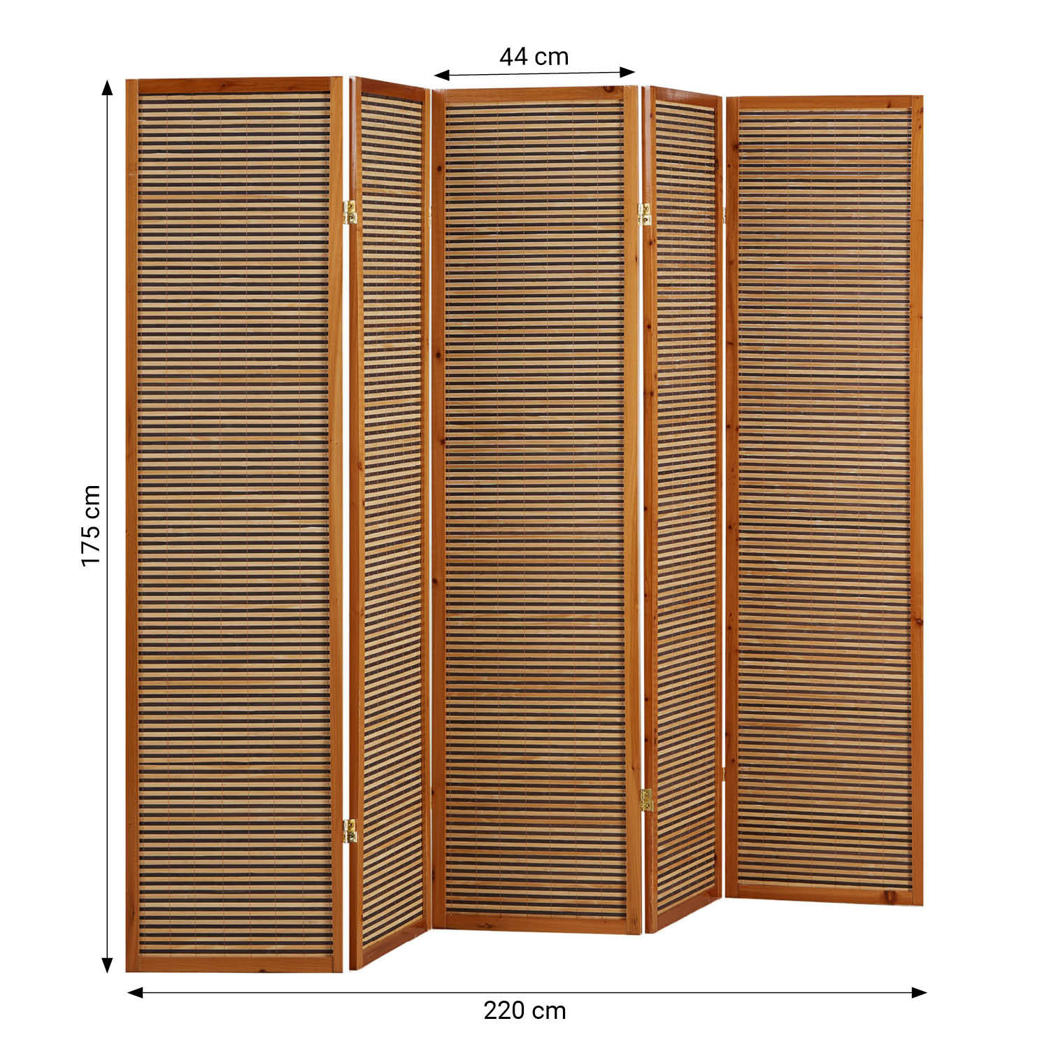 Paravent Brown Wooden Slats | 5-panel | Wood | Room Divider Partition Privacy Screen