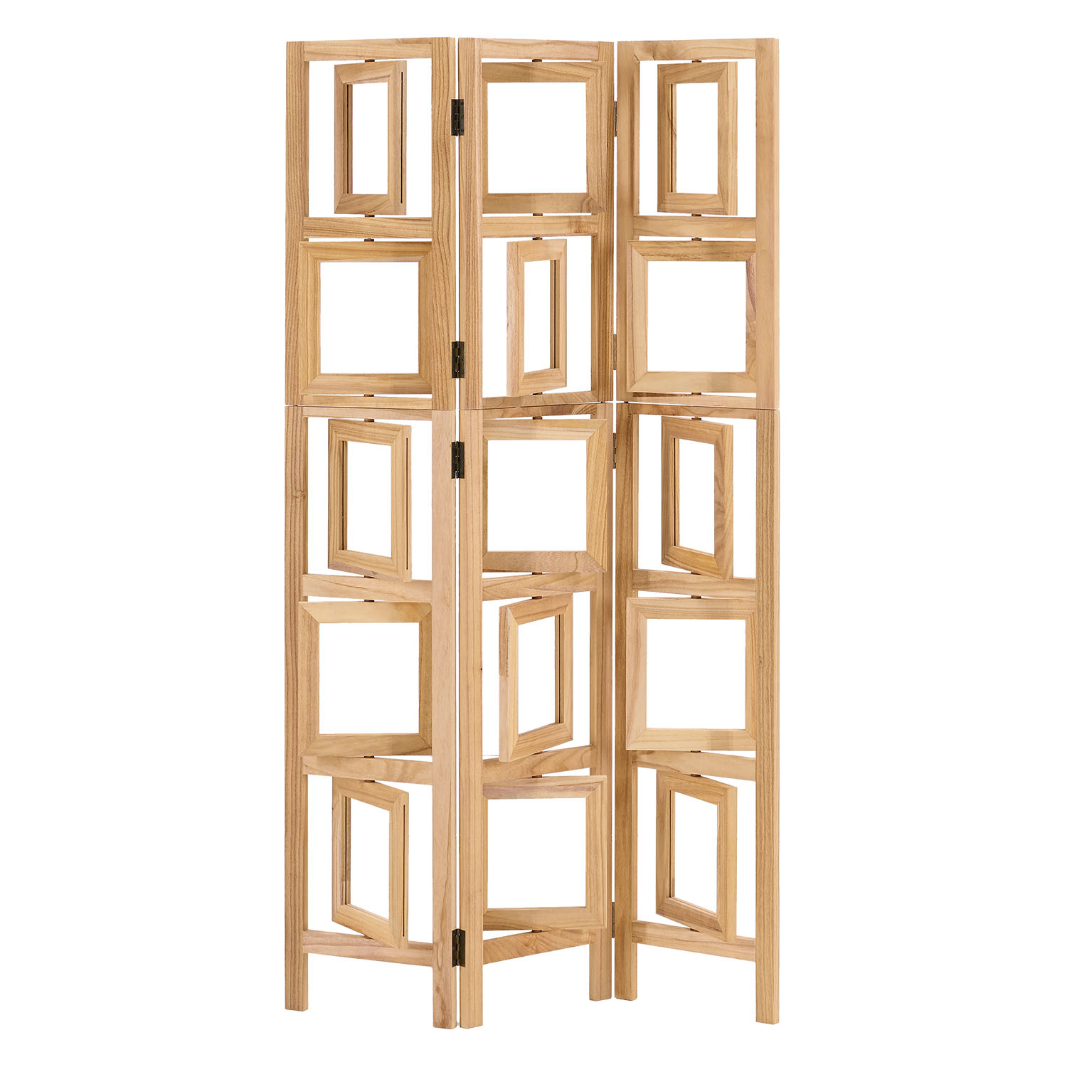 3-Panel "Nature" Folding Screen with Photos – Wooden Room Divider as a Photo Display