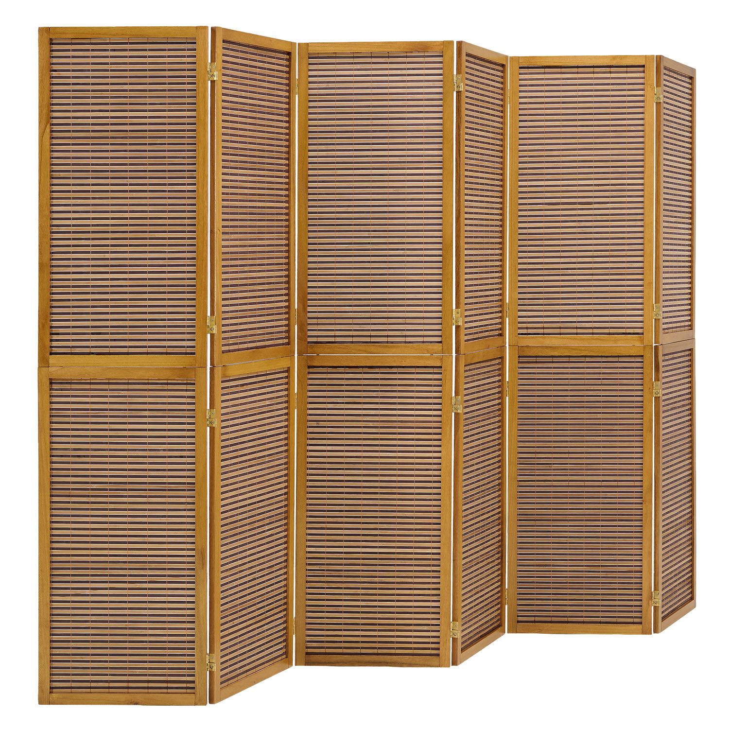Brown Wooden Screen with Wooden Stands (6-panel) – Large Wooden Room Divider & Privacy Screen