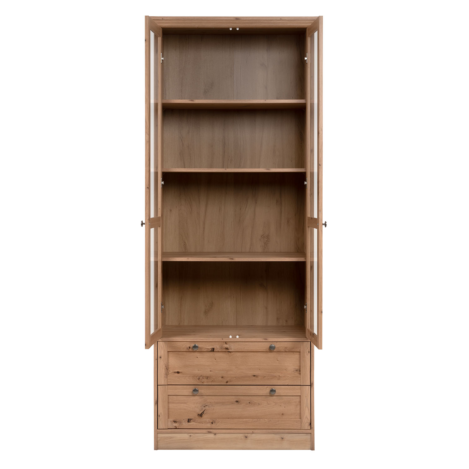 Showcase Highboard Wood Oak Cabinet with compartments Living room Cupboard Country Style
