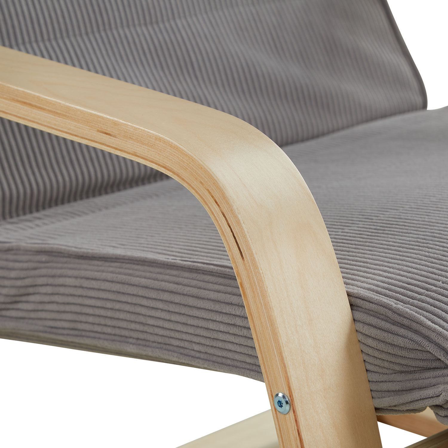 Relaxsessel Cord Dunkelgrau | with Footrest | Natural Wood | Glider Rocking Chair Nursing Chair Recliner